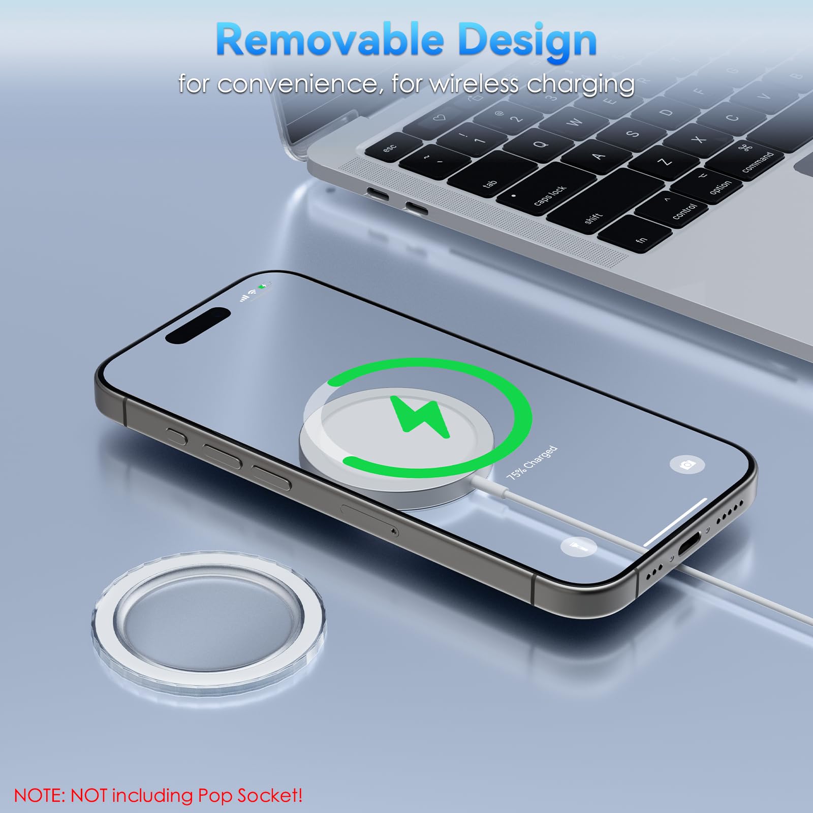 CloudValley Magnetic Base Compatible with P0pSocket & MagSafe Phone Grips - Universal Phone Holder for iPhone, Kindle, Smartphones - Lightweight Slim Matte Clear Case Accessories for Secure Grip While Driving, Working, or Watching Videos
