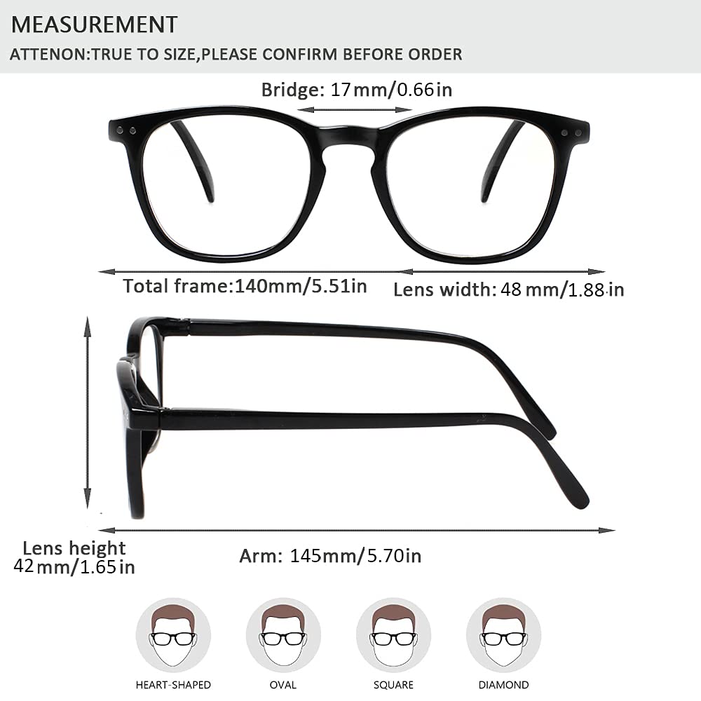 Henotin 3 Pack Blue Light Blocking Reading Glasses - Anti UV Computer Readers with Spring Hinge for Men & Women (Mixed Color, 0.75 Magnification) - Perfect for Office Work, Gaming & Screen Time Protection