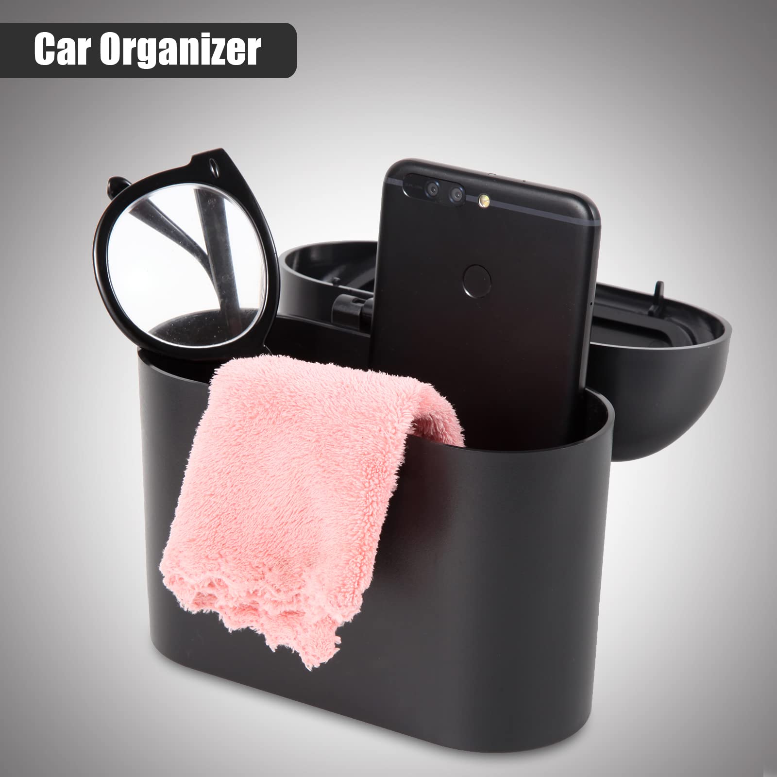 2 Pack Mini Car Trash Can with Lid & 150 Trash Bags - Leakproof Auto Garbage Bin for Front/Back Seat - Perfect for Road Trips, Commuting & Car Organization Accessories