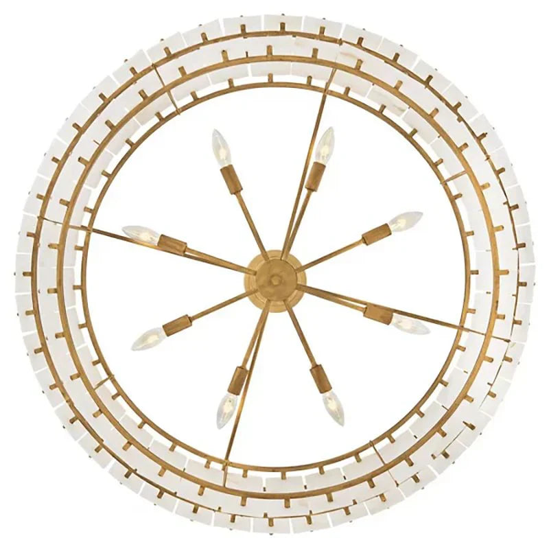 Alabaster Rancho 2-Tier Round Chandelier - 34.25 Inch Diameter Modern Ceiling Light Fixture for Dining Room, Living Room & Bedroom Lighting