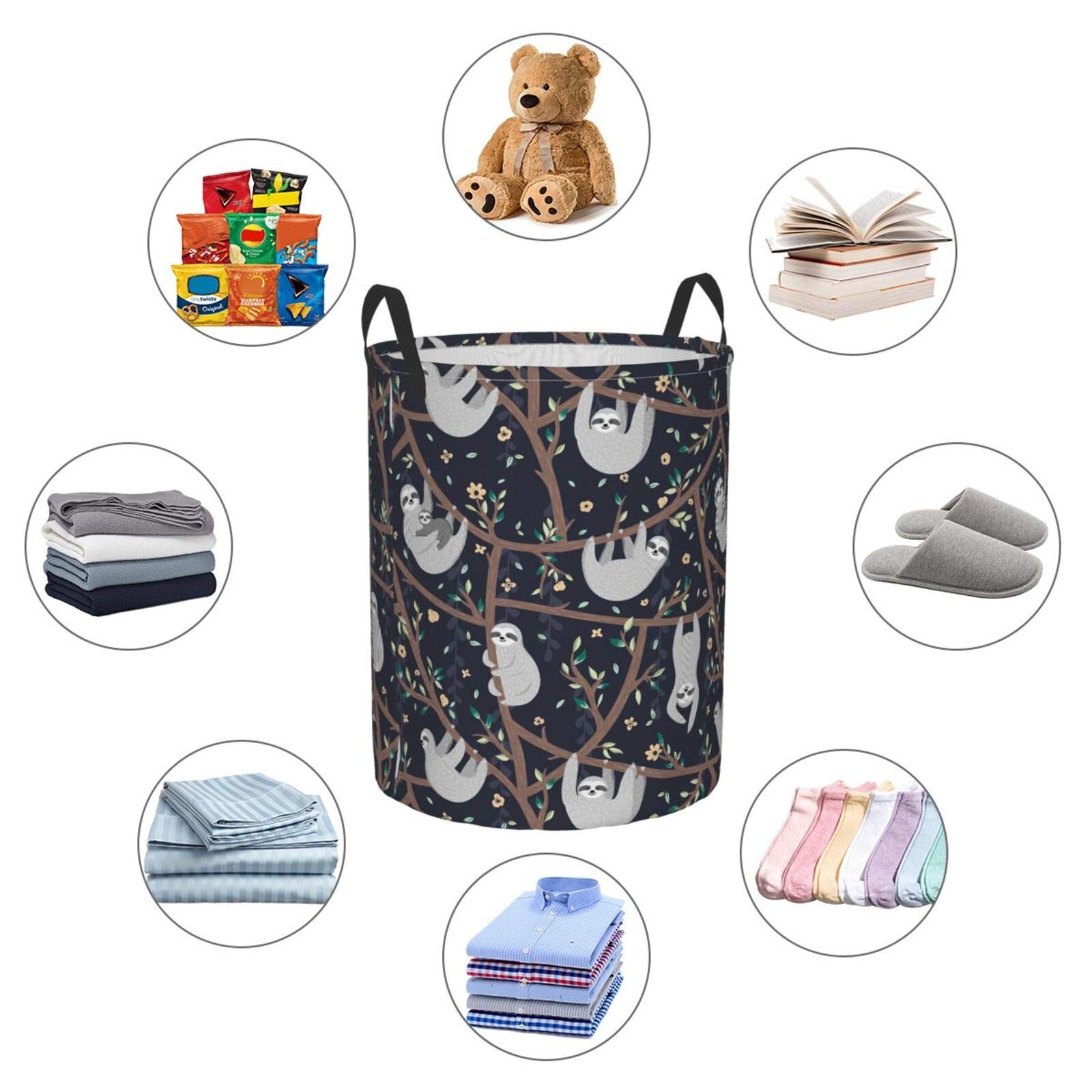 Cute Sloth Collapsible Laundry Basket with Handle - Waterproof Fabric Hamper for Clothes, Toys & Storage | Foldable Organizer Bin for Bathroom, Bedroom & Nursery | Large Capacity Dirty Clothes Hamper
