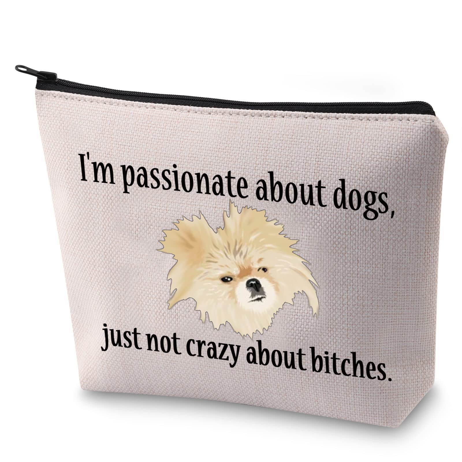 BLUPARK Real Housewives TV Show Themed Makeup Bag - Dog Lover Cosmetic Pouch for Fans (I'm Passionate About Dogs Not Crazy) - Perfect Gift for Reality TV Fans & Pet Lovers