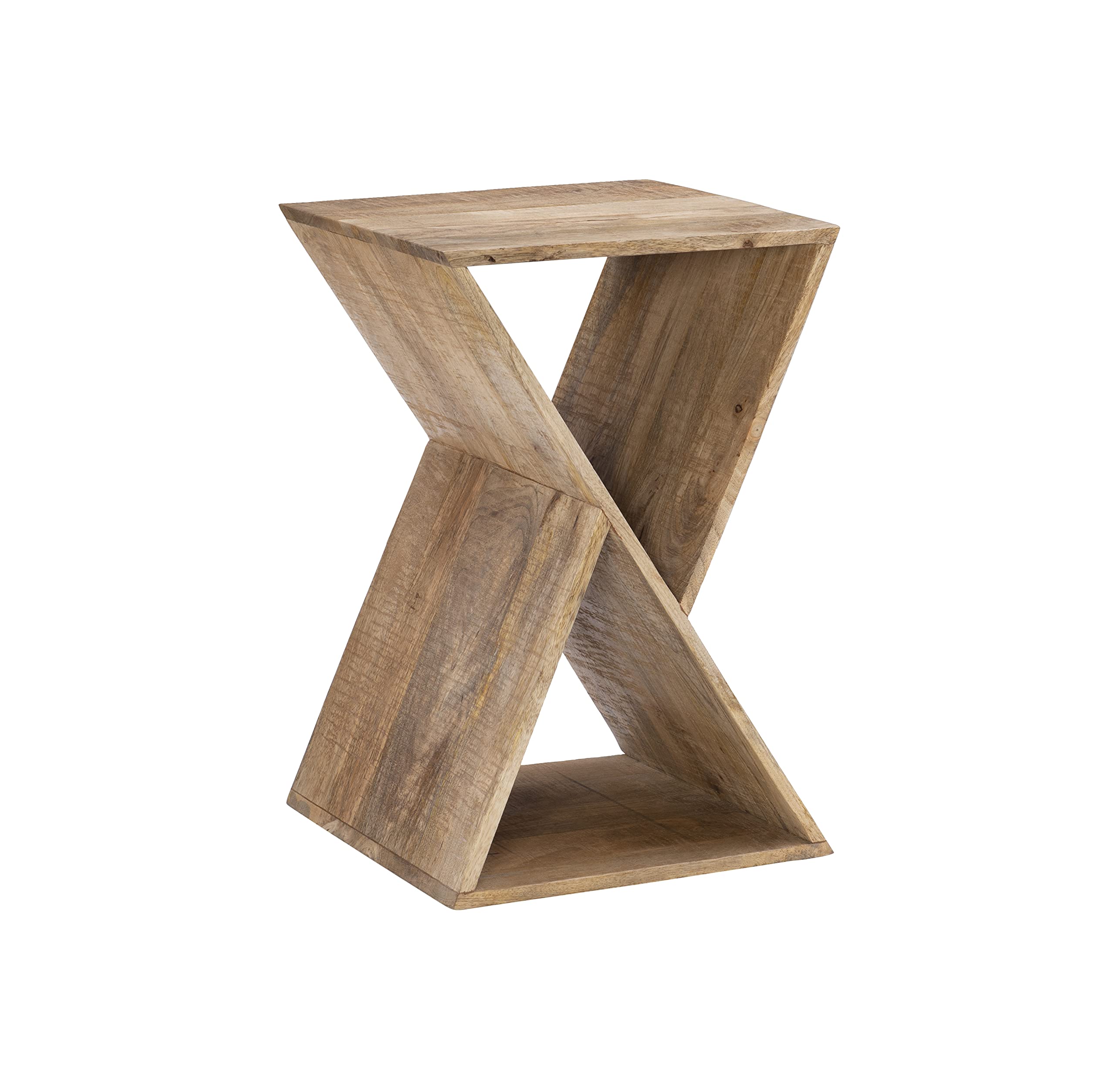 Natural Mango Wood Triangle Side Table by Powell - Rustic End Table for Living Room, Bedroom & Patio - Handcrafted Karlon Design Coffee Table with Sturdy Wooden Frame