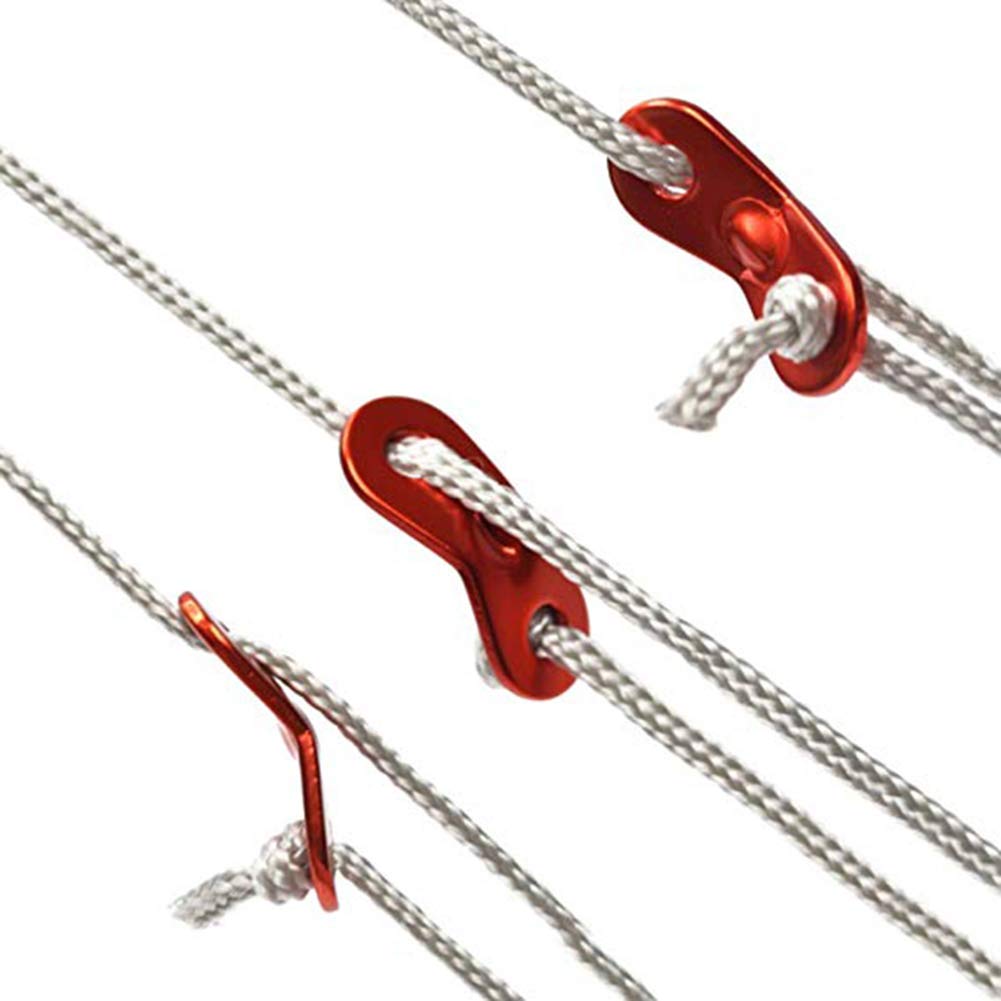 AKOAK 10 Pack Heavy Duty Aluminum Tent Rope Buckles - Adjustable Canopy Drawstring Clips for Camping, Hiking & Outdoor Gear - Secure Umbrella, Tarp & Shelter Accessories