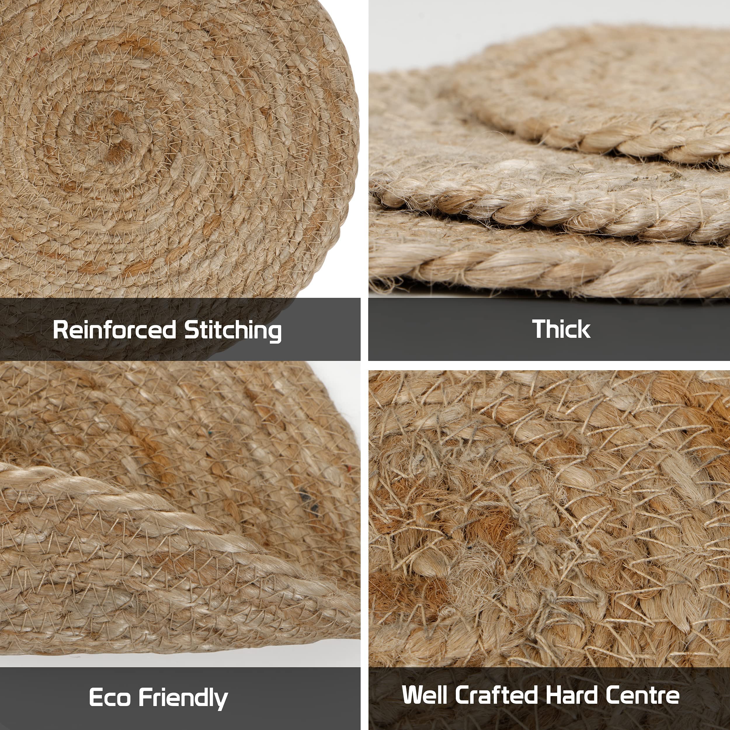Eco-Friendly Jute Round Mats 10 Inch (25cm) - Set of 2 Natural Fiber Coasters for Coffee Table, Bedside, Dining Table & Heat Protection | HomeStorie® Sustainable Home Decor