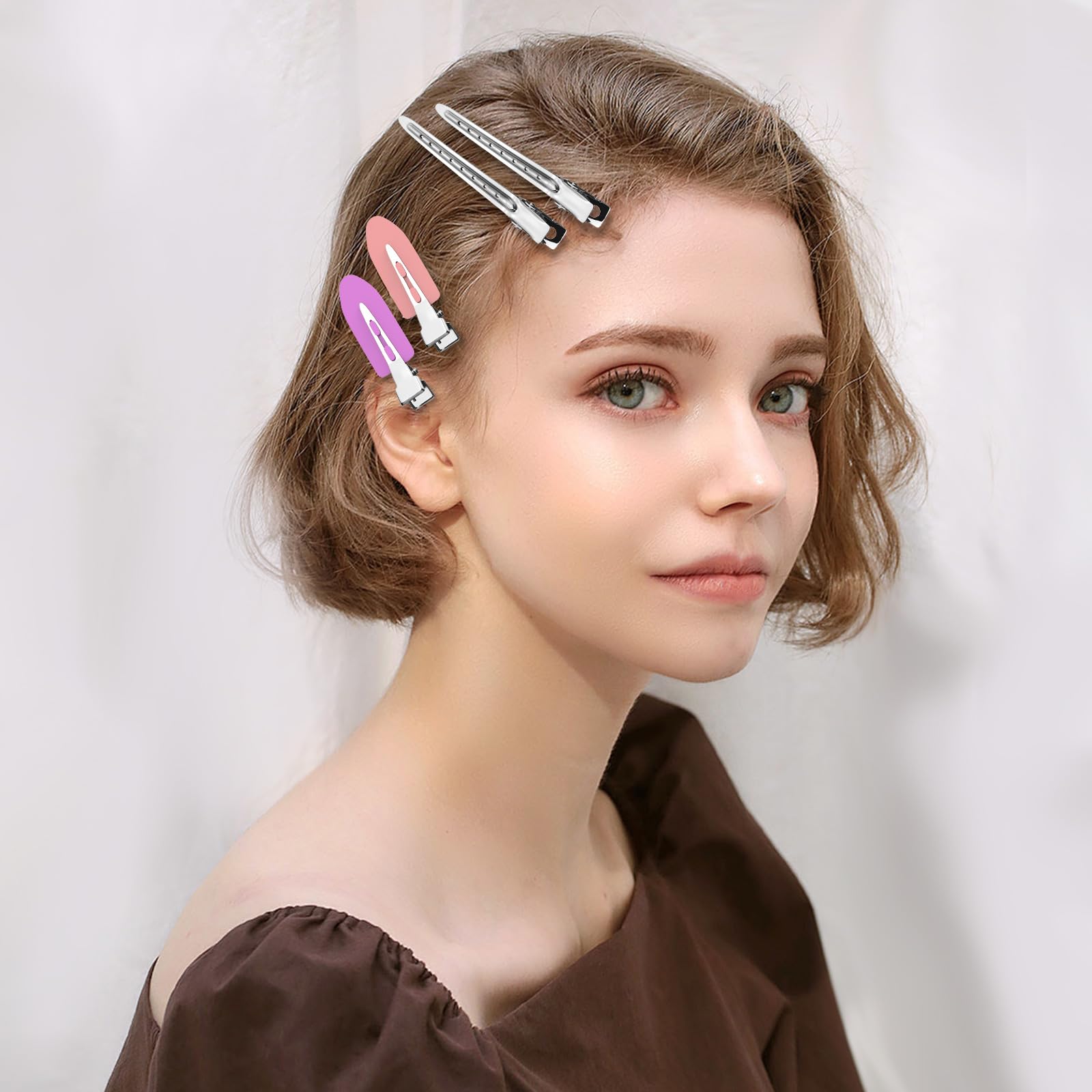 Duck Billed Hair Clips - 30pcs Metal Alligator Hair Clips with Holes for Styling, DIY Bows & Salon Use - Silver Hair Pins for Women & Girls - Perfect for Home, Party & Wedding Hairstyles