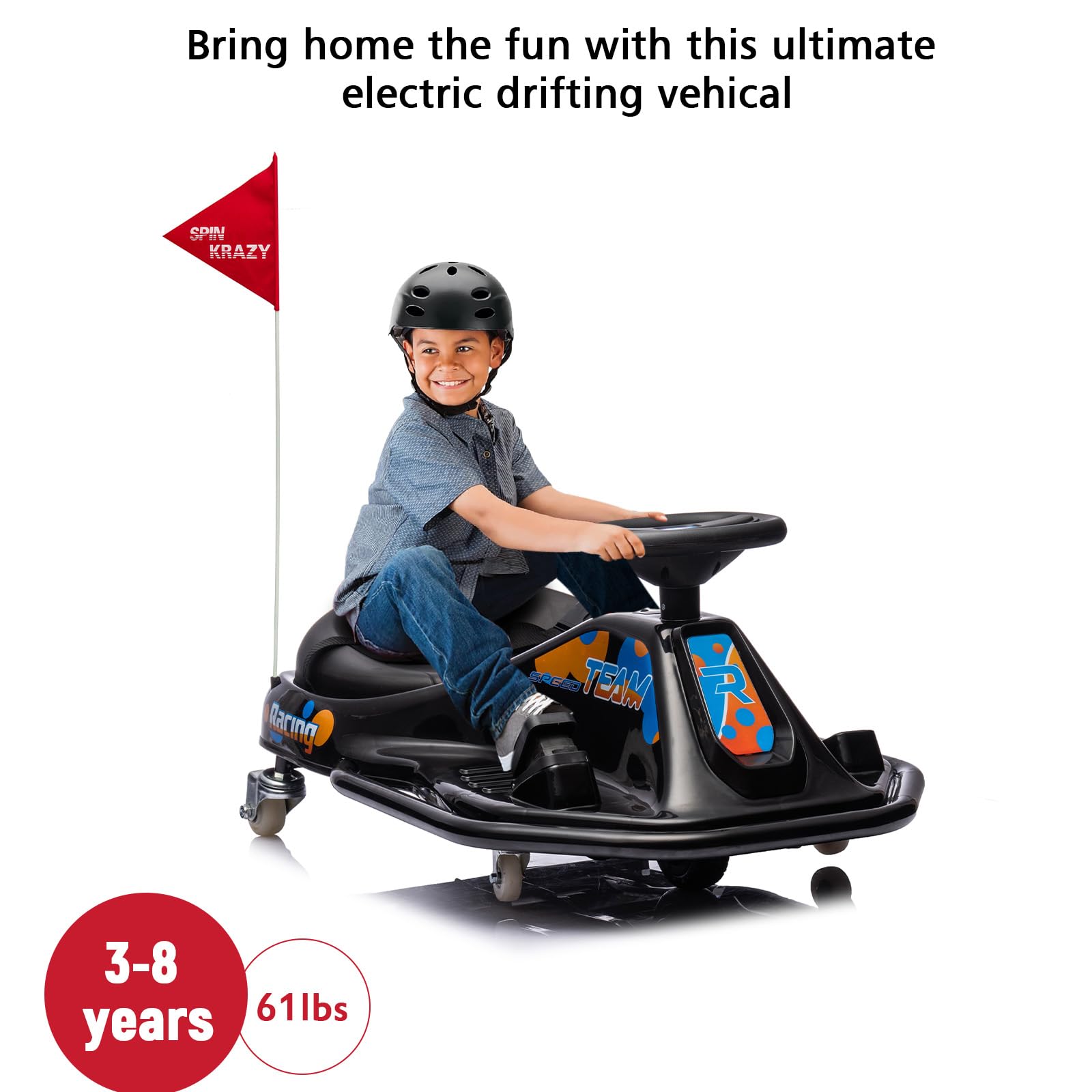GARVEE 360° Rotating Electric Drift Go Kart for Kids - 24V Ride On Race Car with Adjustable Speed, LED Lights & Music | Perfect for Indoor/Outdoor Play, Birthday Gifts & Backyard Racing