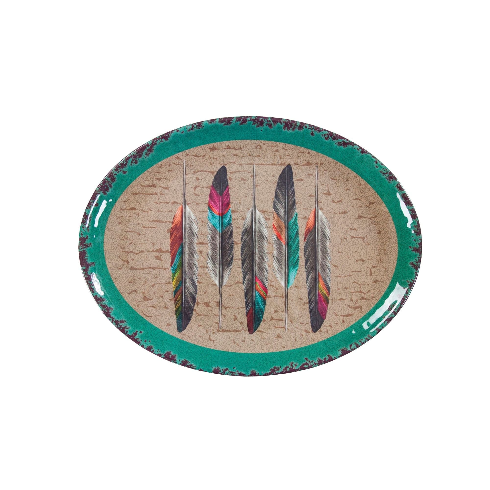 14-Piece Feather Melamine Dinnerware Set - Lightweight & Durable Plates, Bowls, Cups - Perfect for Outdoor Dining, Camping, Picnics & Everyday Use