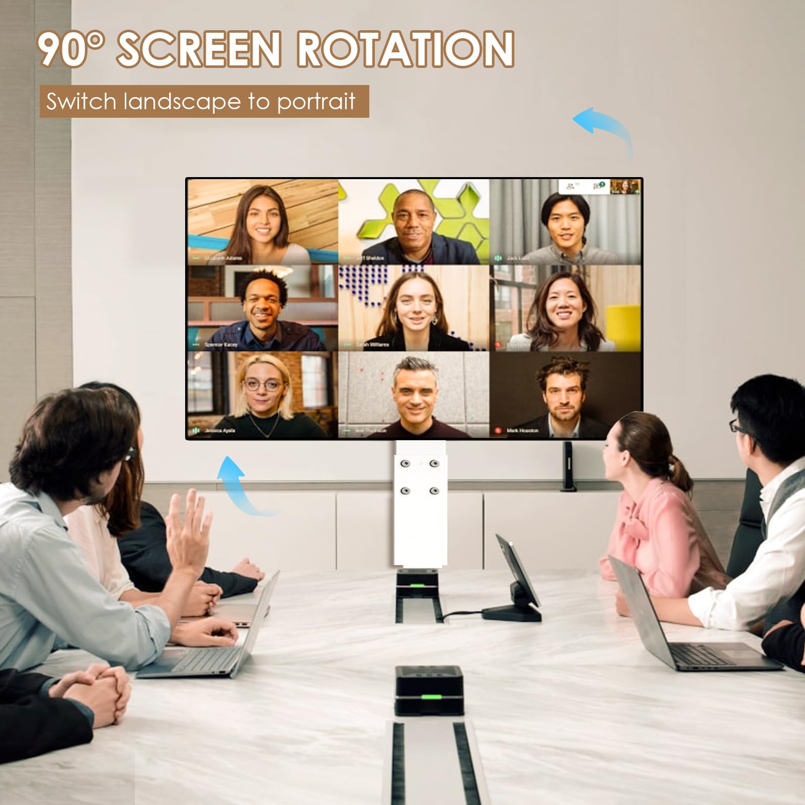 Adjustable Mobile TV Stand on Wheels for 32-75 Inch TVs - Swivel from Landscape to Portrait, Height Adjustable Rolling TV Cart with Tilt Function (Max VESA 600x400mm, Supports up to 88lbs) - Perfect for Living Rooms, Bedrooms, Classrooms and Office Presentations