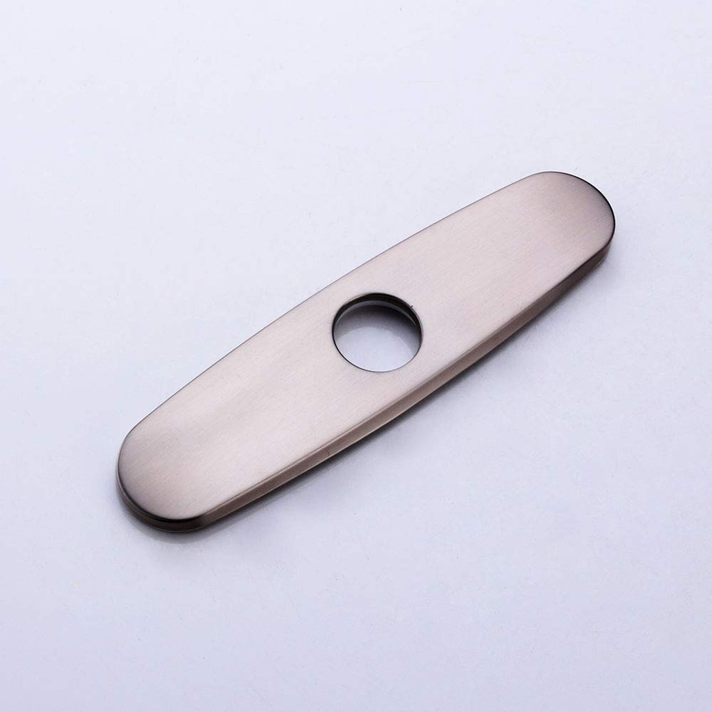 10 Inch Stainless Steel Hole Cover Deck Panel - Brushed Nickel Bathroom & Kitchen Sink Faucet Escutcheon - Single Hole Mixer Faucet Cover Plate for Vessel Sinks - Perfect for Oval Cutouts in Countertops & Vanities