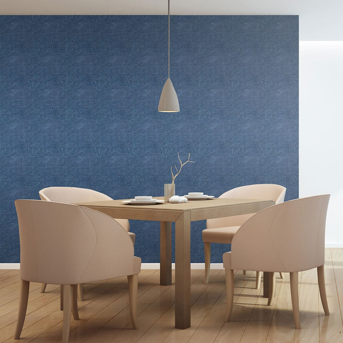 Blue Peel and Stick Wallpaper - Textured Removable Self-Adhesive Vinyl for Bedroom, Living Room & Home Decor - Easy to Install & Remove (Style 3398)