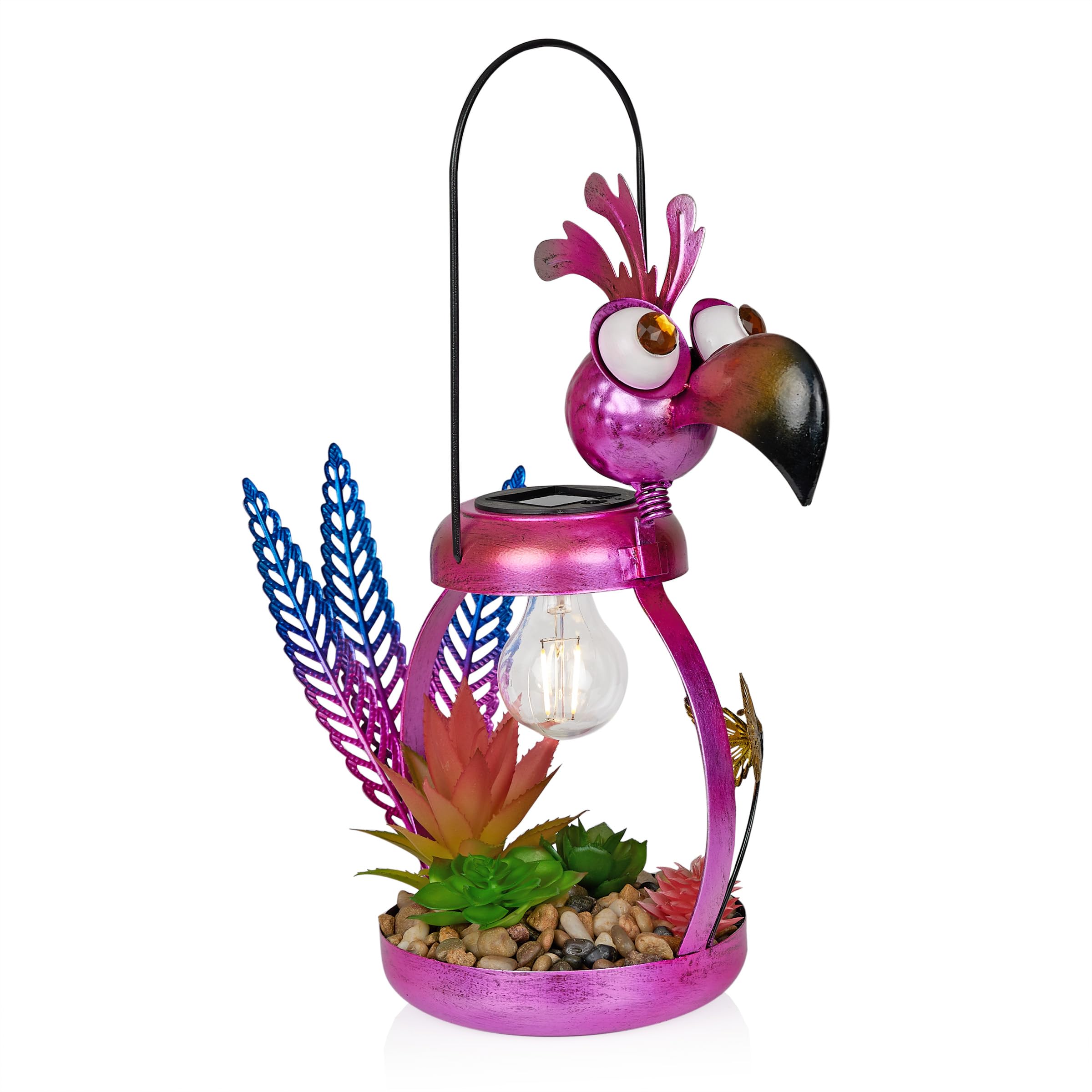 Solar-Powered Metal Flamingo Garden Light - 16
