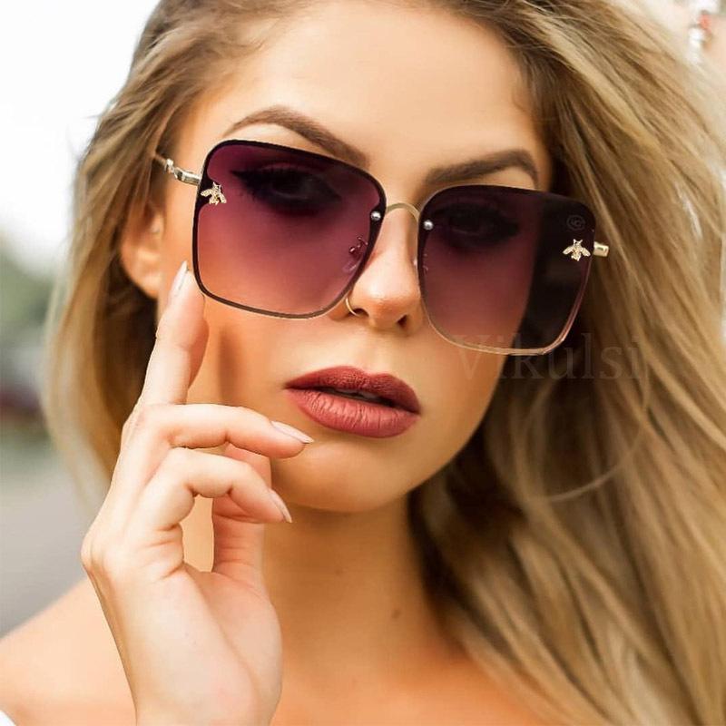 Trendy Square Bee Sunglasses for Women & Men - UV400 Protection, Retro Fashion Shades for Outdoor, Beach, and Driving - Stylish Square Frame Sunglasses for Summer & Travel
