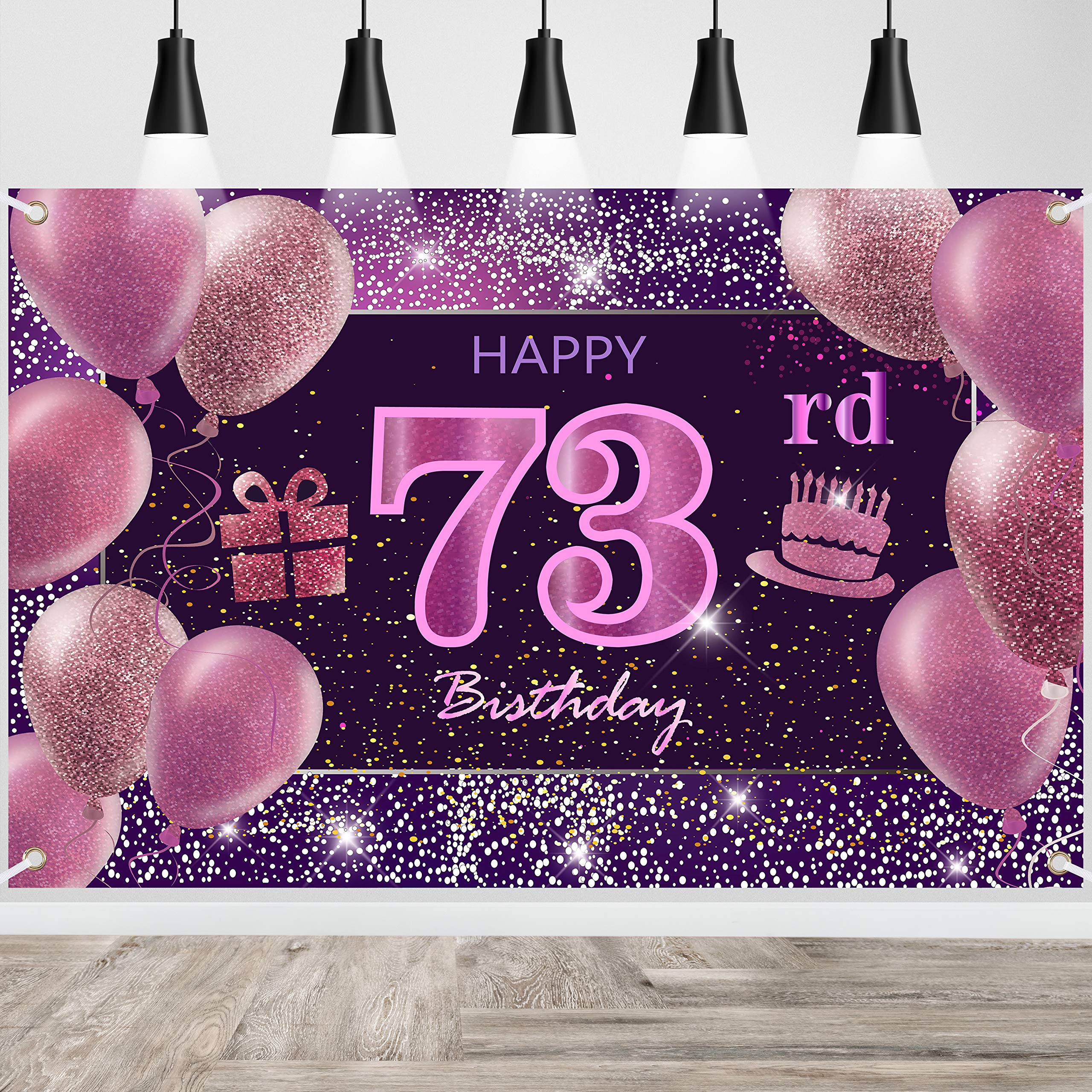 73rd Birthday Decorations for Women - IMISI Happy Birthday Banner & Pink Party Decor - Perfect for Birthday Backdrop, Photo Booth & Celebration Decorations