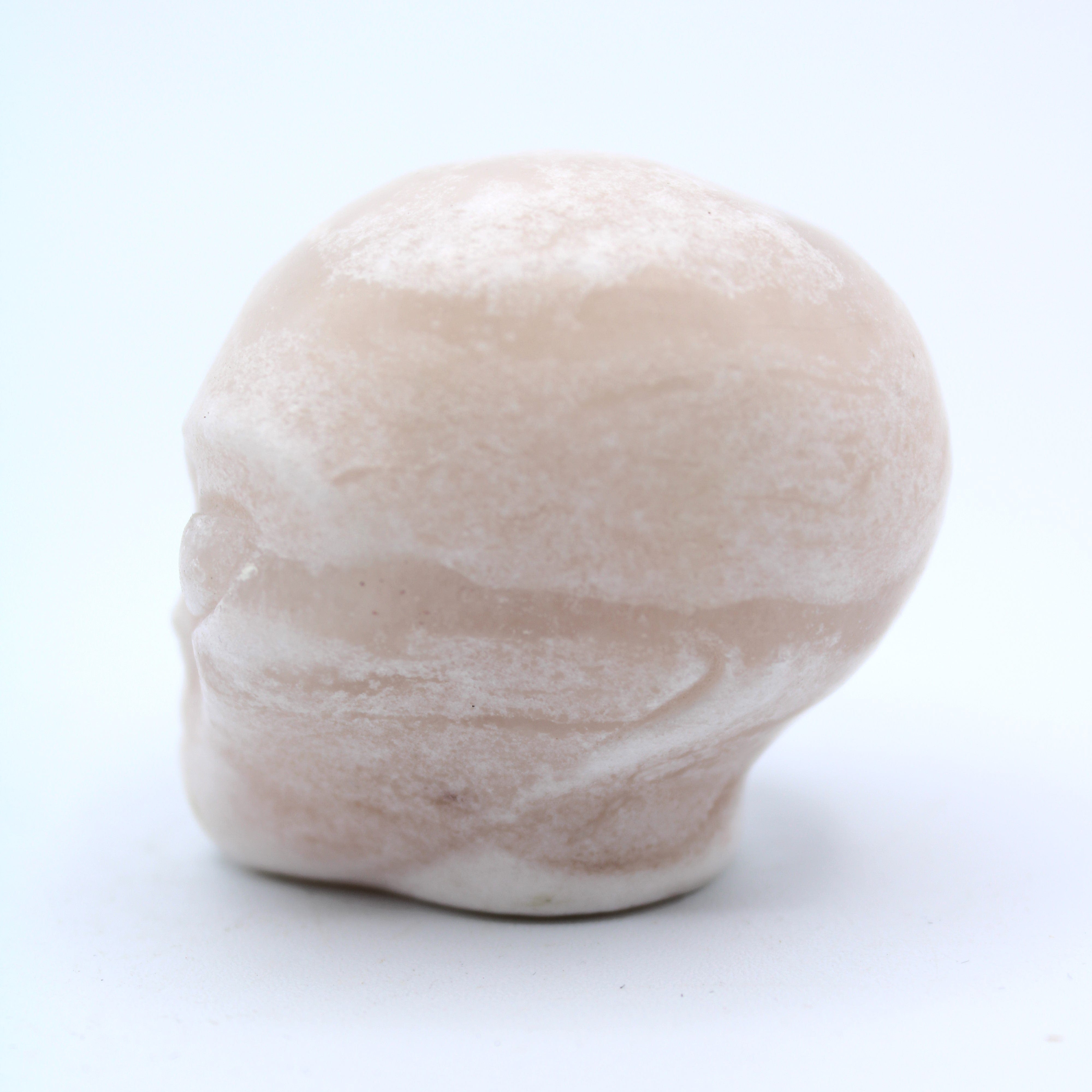 Calcite Alien Head Carving - Unique Home Decor & Collectible for Sci-Fi Fans | Perfect for Bookshelf Display, Gift for UFO Enthusiasts