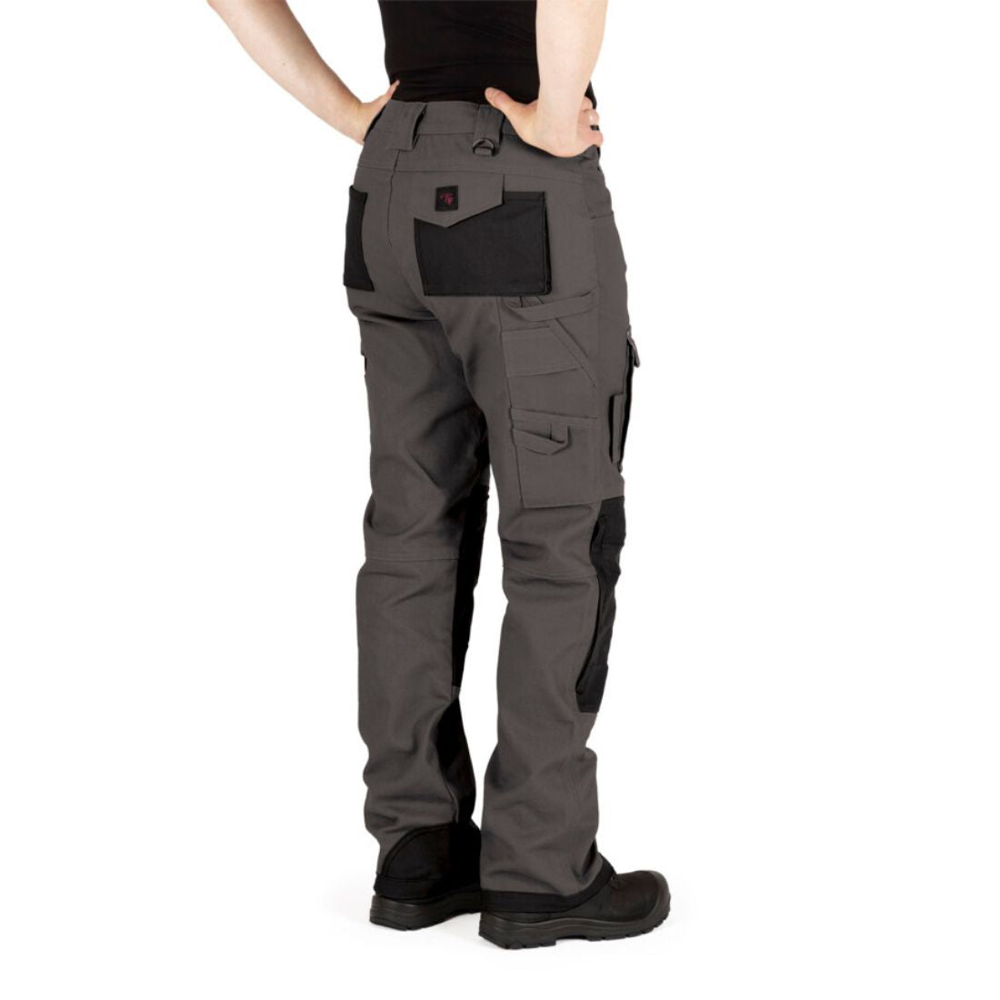 P&F Women's Stretch Duck Knee Pad Work Pants PF877 - Durable Grey Workwear for Construction, Gardening & Outdoor Activities