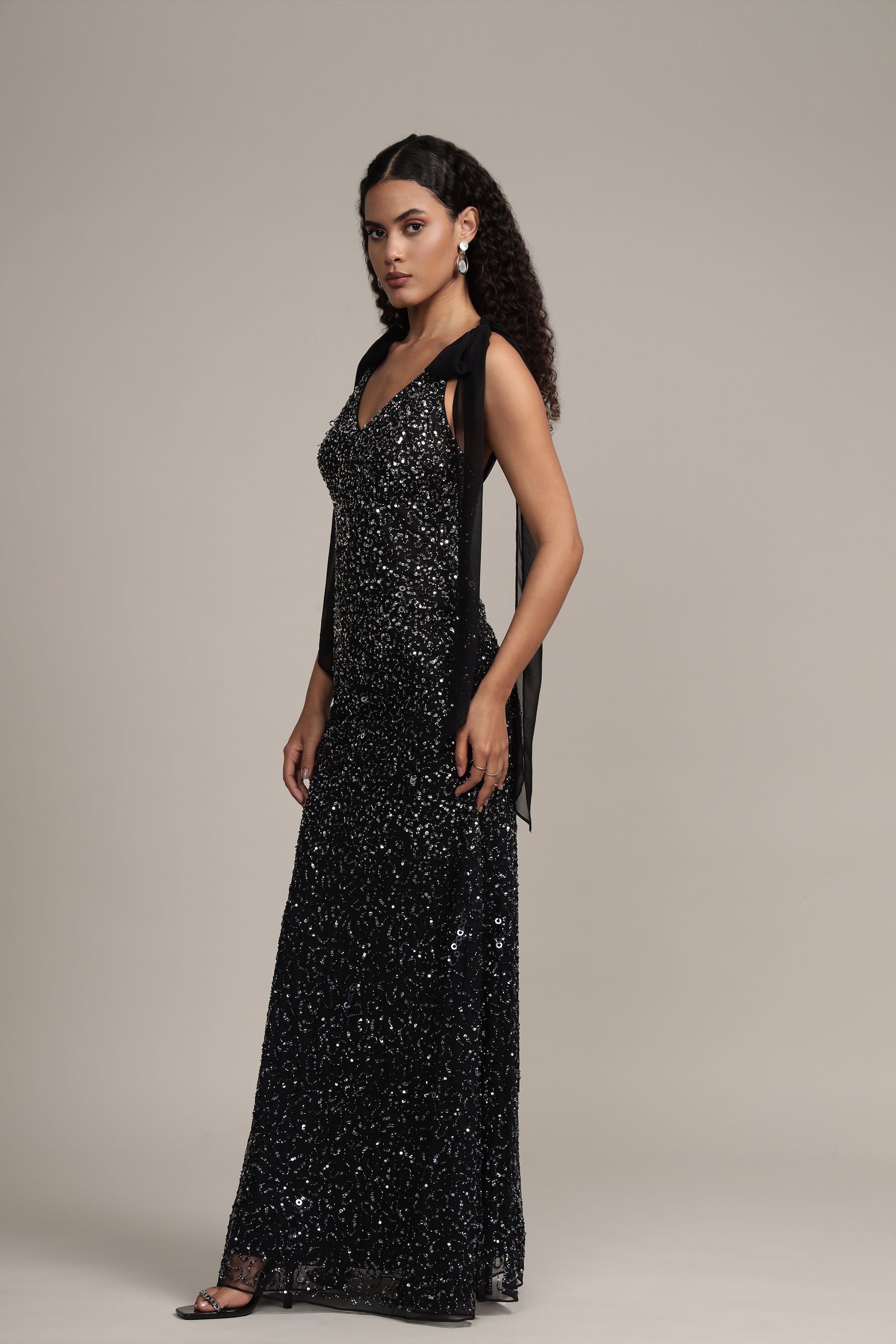 Dream Embellished Maxi Dress in Black | Elegant Long Flowy Evening Gown for Women | Perfect for Weddings, Parties & Special Occasions