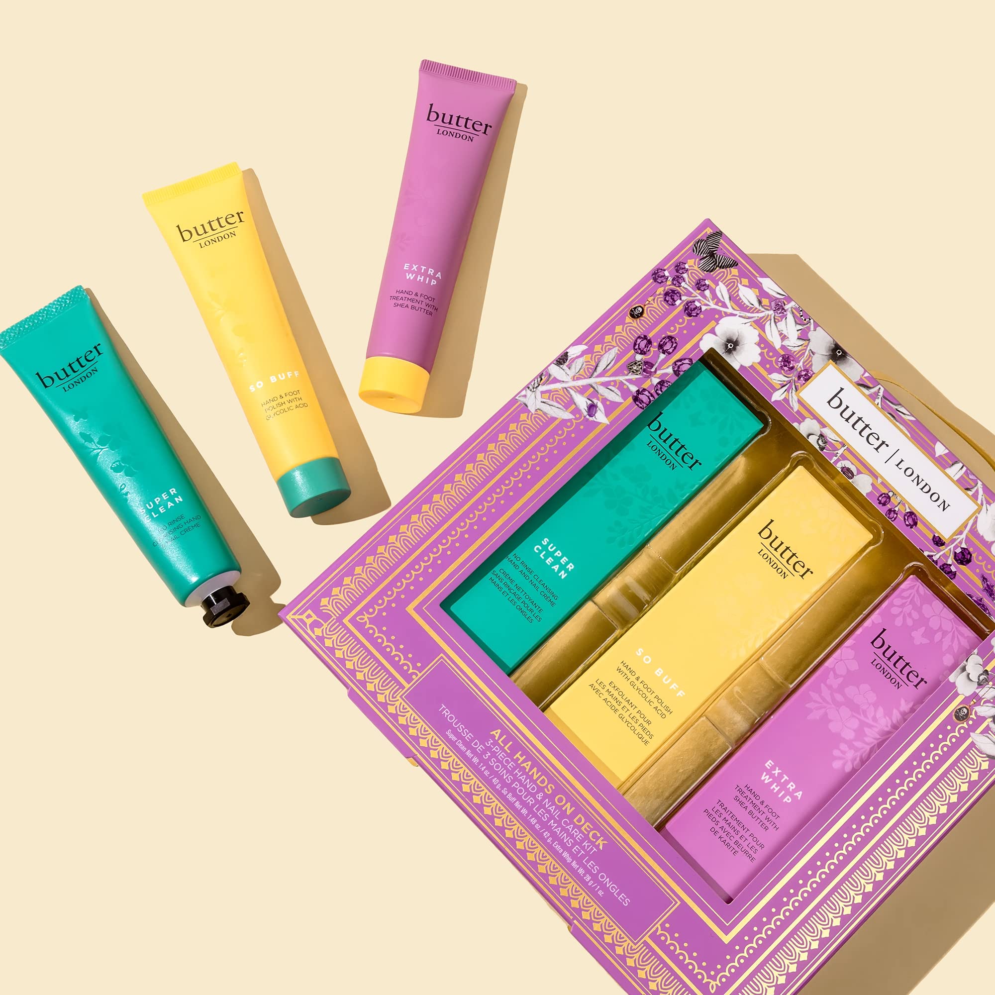Butter London All Hands on Deck 3-Piece Hand & Nail Care Kit - Moisturizing & Restoring Vegan Manicure Set - Cruelty-Free, Paraben-Free Hand Care for At-Home Spa & Self-Care