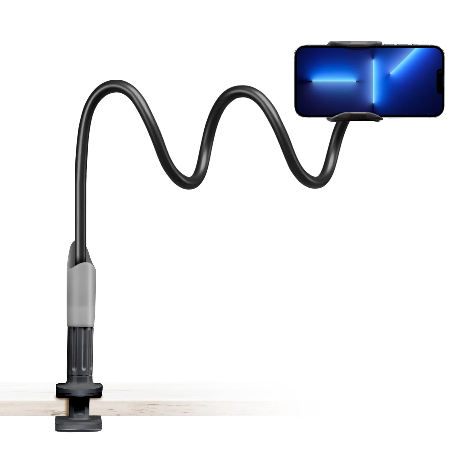 SAIJI Adjustable Gooseneck Phone & Tablet Stand Holder for Bed, Desk, Office - Perfect for Hands-Free Viewing, Reading, and Video Calls