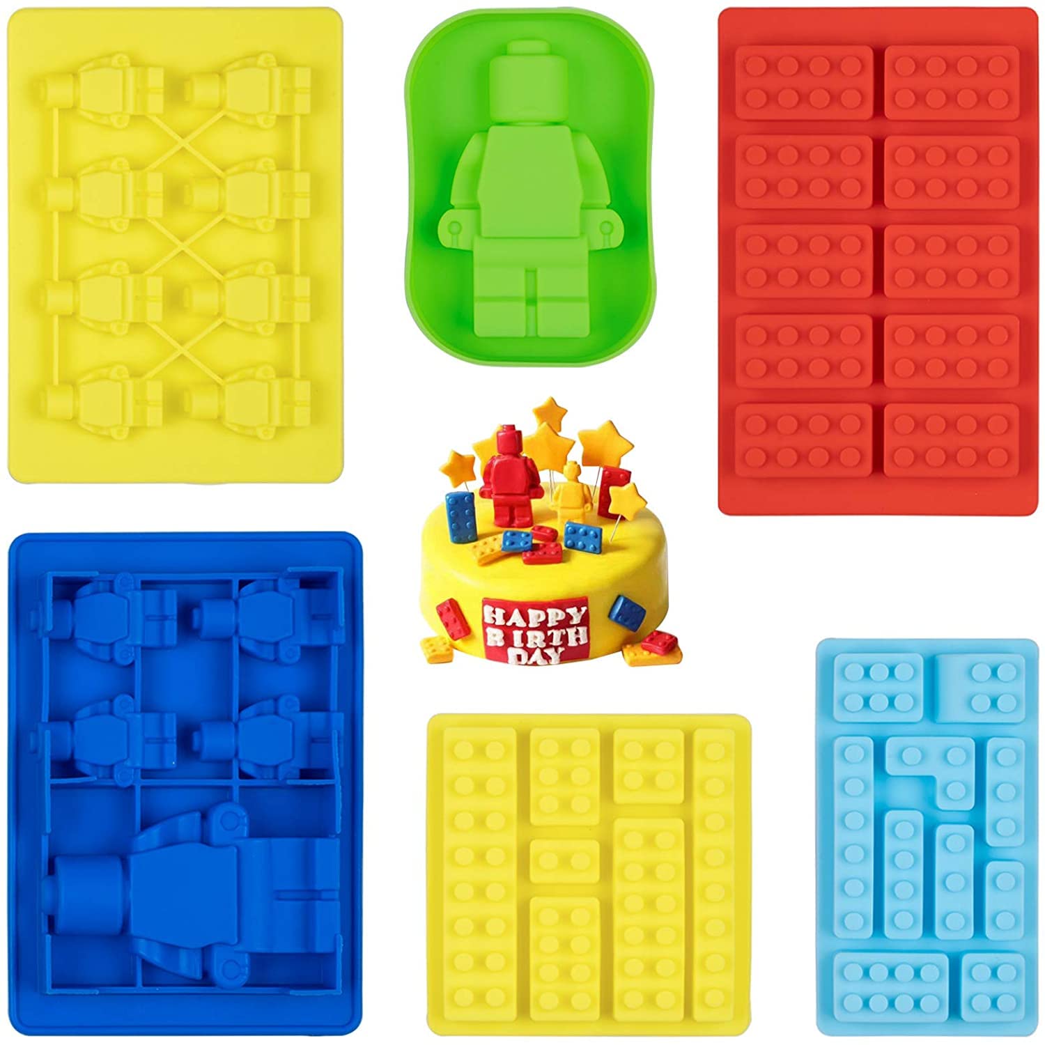 INKU Chocolate Brick Candy Silicone Mold - 6 Cavity Silicone Candy Molds for DIY Chocolate, Candy Making, Baking & Dessert Decorations - Perfect for Holidays, Parties & Gift Giving
