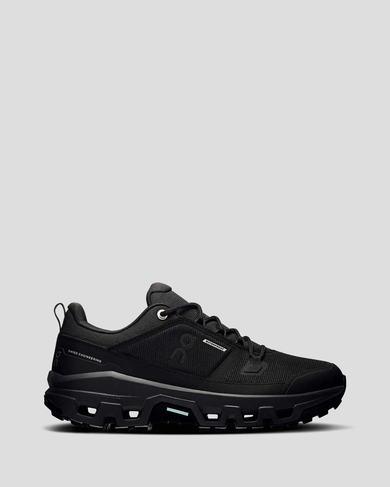 Women's On Cloudrock Low Hiking Shoes - Lightweight Waterproof Trail Running Shoes for Women - Black/Black - Perfect for Outdoor Adventures & Hiking Trips