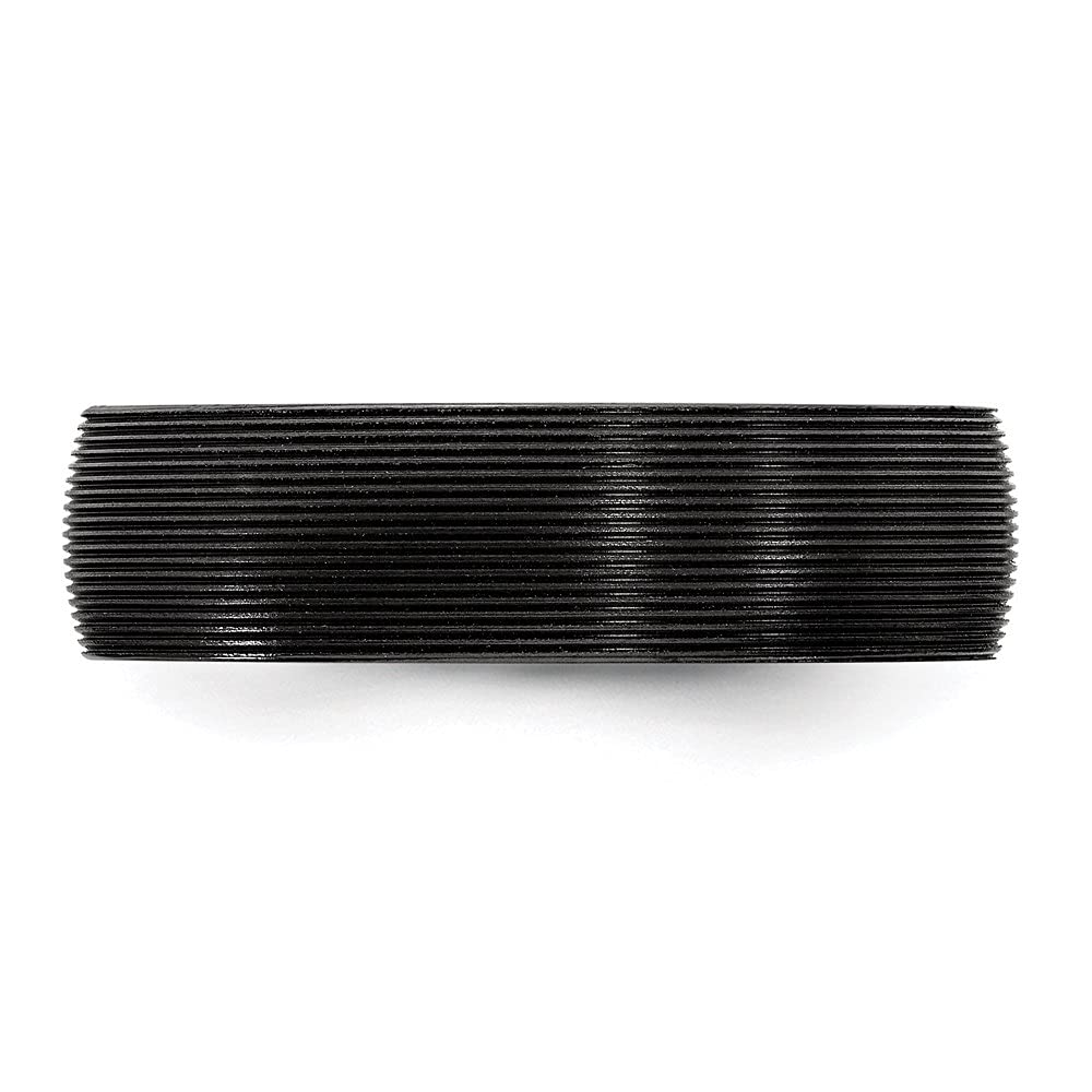 Titanium Black Ti Domed Textured Lines 6mm Wedding Band Ring for Men - Durable & Comfortable Titanium Wedding Ring for Grooms, Engagements & Anniversaries - Perfect for Everyday Wear & Special Occasions