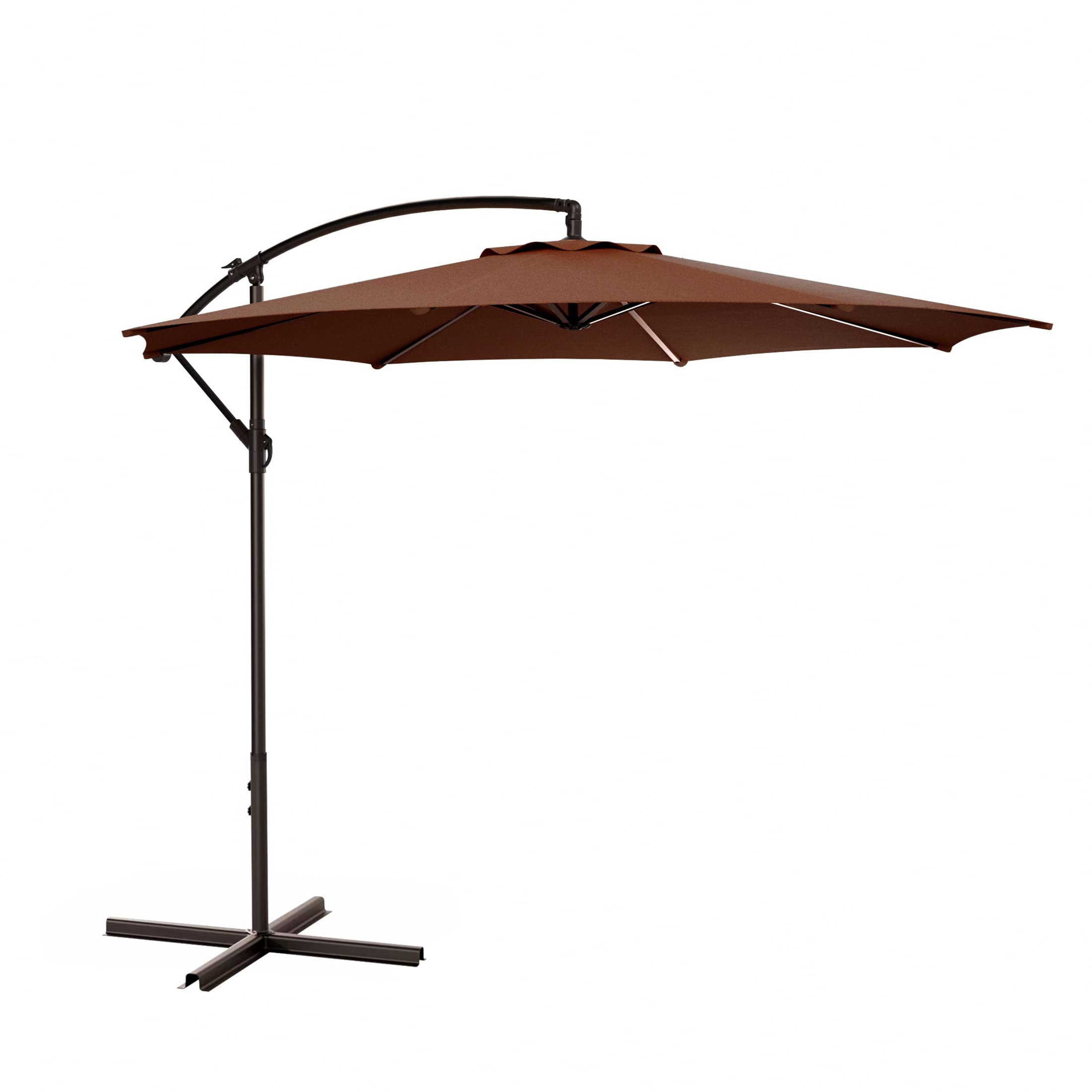 10ft Outdoor Patio Cantilever Umbrella with Stand - 2 Piece Hanging Shade Kit for Garden, Poolside & Backyard Relaxation