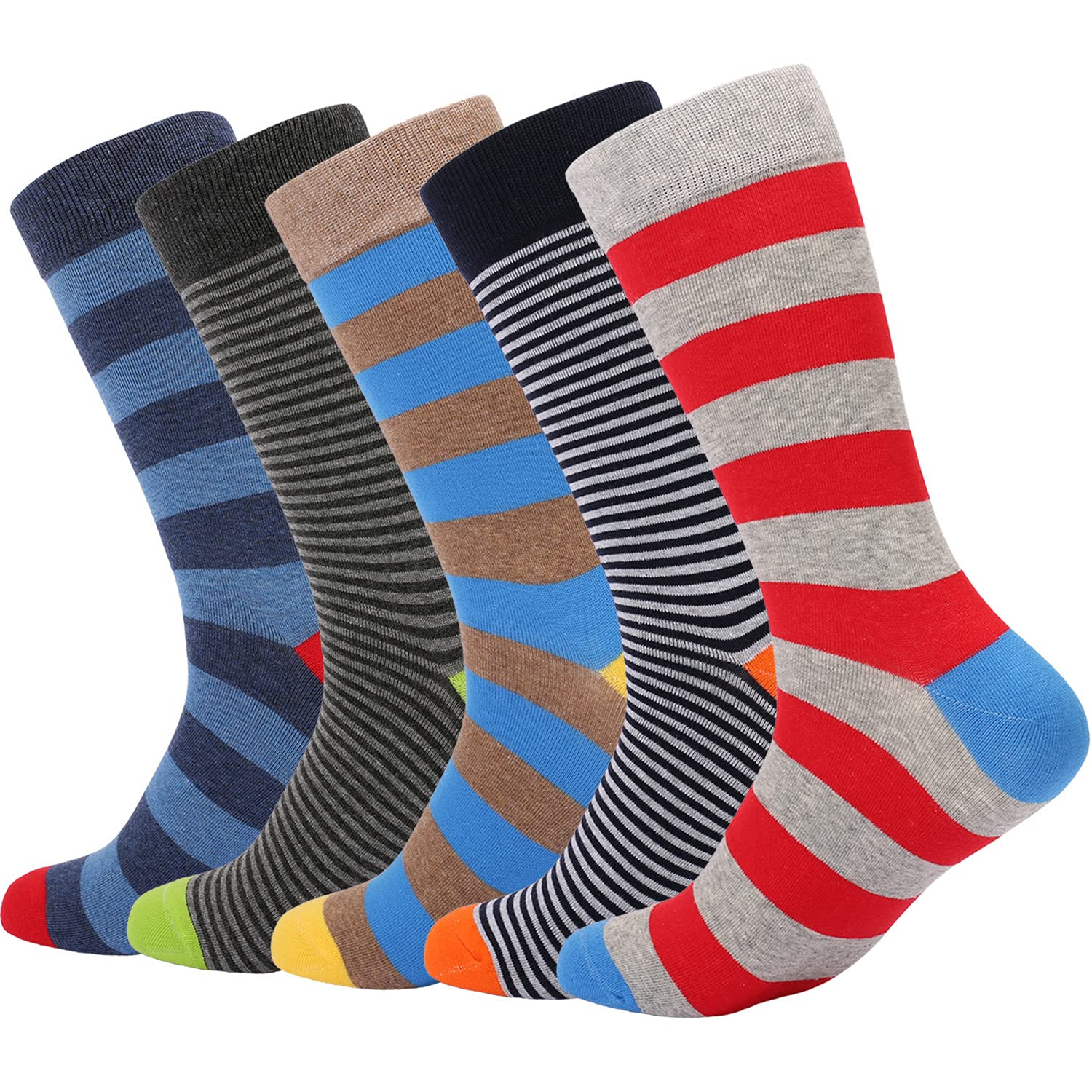 DRASEX Men's Dress Socks - Colorful Crew Socks for Business & Casual Wear - Soft Cotton with Fun Patterns - Perfect for Office, Parties & Everyday Comfort