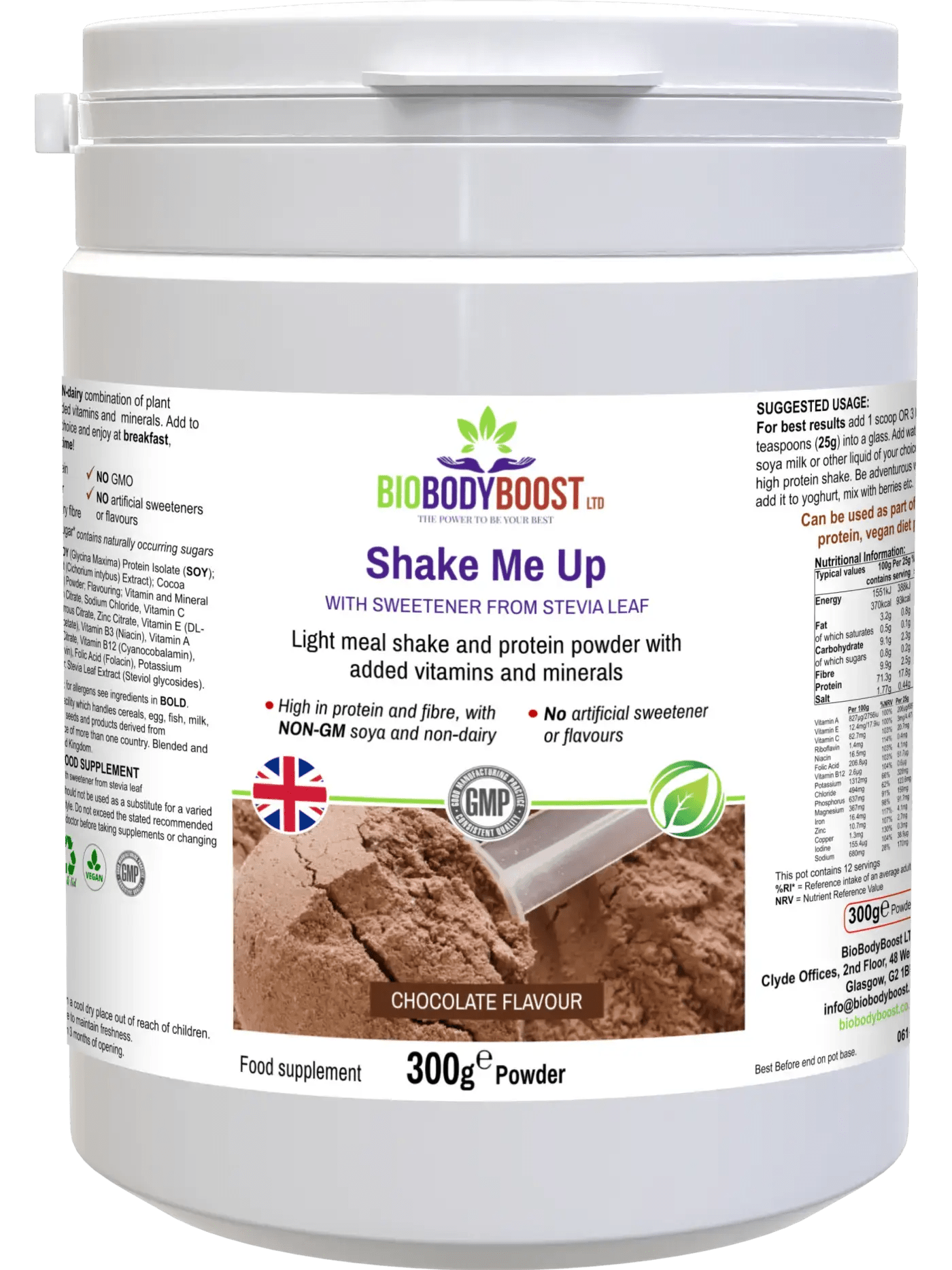 Chocolate Vegan Protein Shake Powder - Dairy Free Plant Based Protein Supplement for Weight Loss & Muscle Recovery - Perfect for Post Workout, Breakfast Smoothies & Healthy Snacking