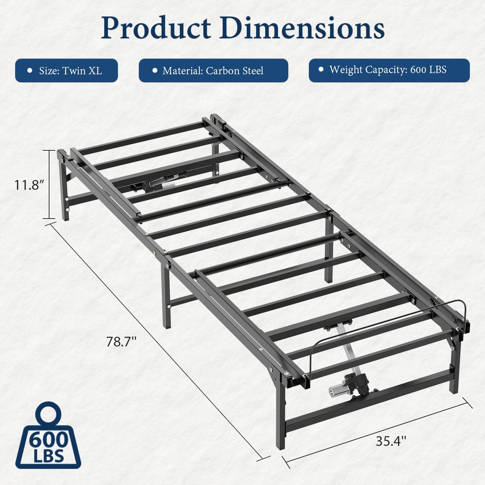 Adjustable Twin XL Bed Frame with Remote - Home & Office Use