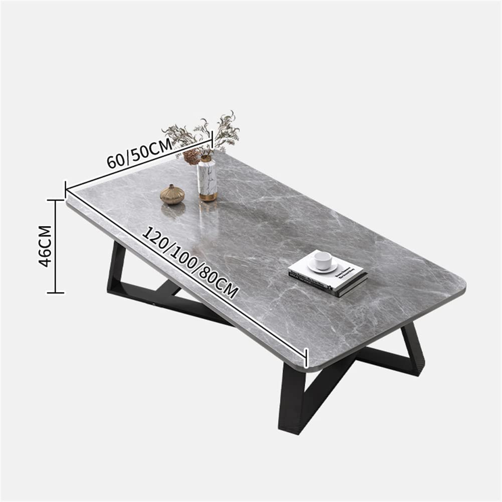 Modern Wood Top Rectangular Coffee Table with Metal Frame - Black 80×50×46cm - Easy Assembly Living Room Furniture for Home Decor | Perfect for Lounge, TV Room & Small Spaces