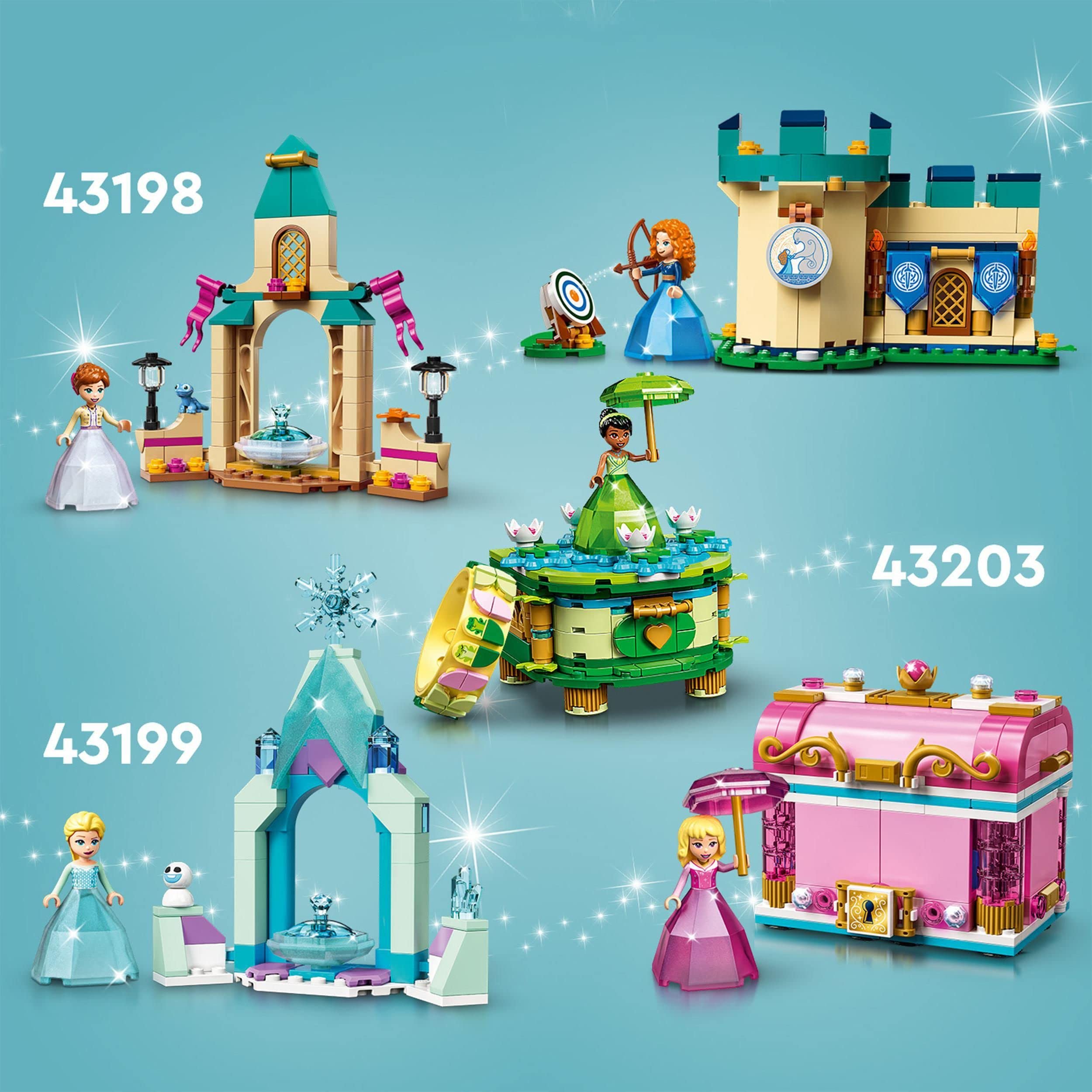 LEGO 43198 Disney Anna's Castle Courtyard Building Toy for Kids with Mini Snow Queen 2 Doll & Diamond Dress - Perfect for Disney Fans, Birthday Gifts & Creative Playtime
