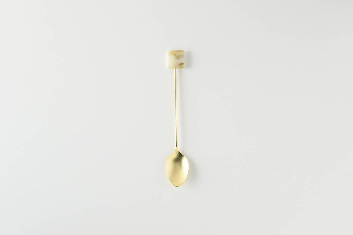 Premium Matte Gold Teaspoon Set with Acrylic Block - 9-Piece Elegant Tea Spoon Collection for Coffee, Dessert, and Tea Party Serving - Perfect for Home, Restaurant, and Gift Giving