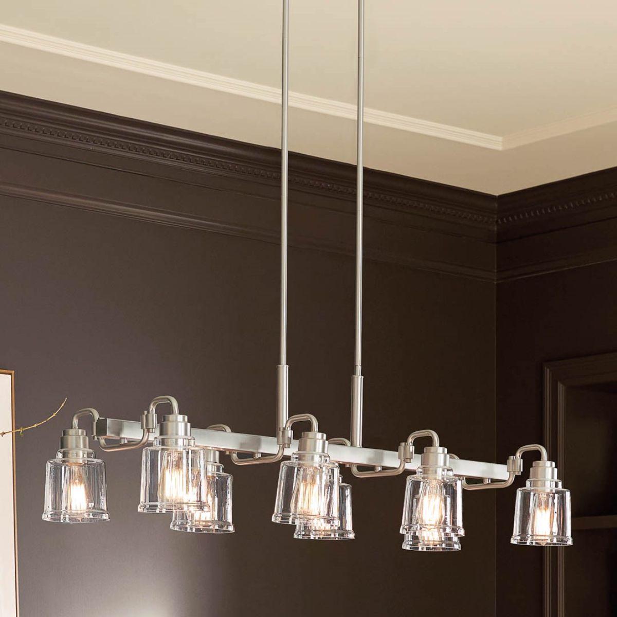 Aivian 42-Inch 8-Light Linear Chandelier - Modern LED Crystal Pendant Lighting Fixture for Dining Room, Kitchen Island, and Living Room