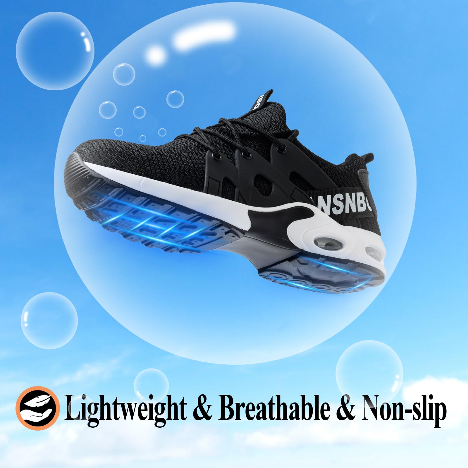 Indestructible Women's Steel Toe Work Shoes - Lightweight, Breathable Safety Sneakers with Air Cushion & Composite Toe | Puncture & Slip Resistant | Perfect for Construction, Warehouse & Industrial Work