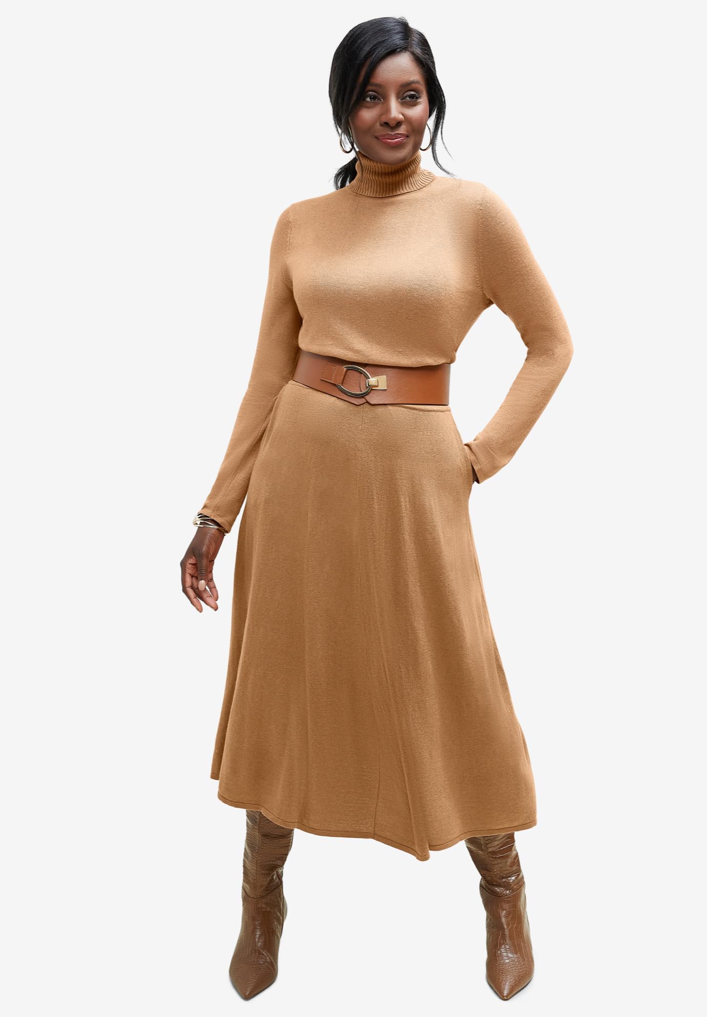 Plus Size Cashmere Skirt for Women - Elegant A-Line Style for Office & Parties