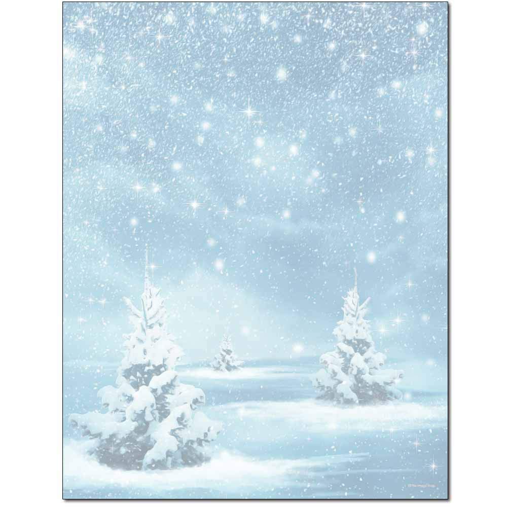 Premium Winter Magic Letterhead Laser & Inkjet Printer Paper - 25 Sheets Pack - Elegant Stationery for Holiday Cards, Business Correspondence & Festive Invitations