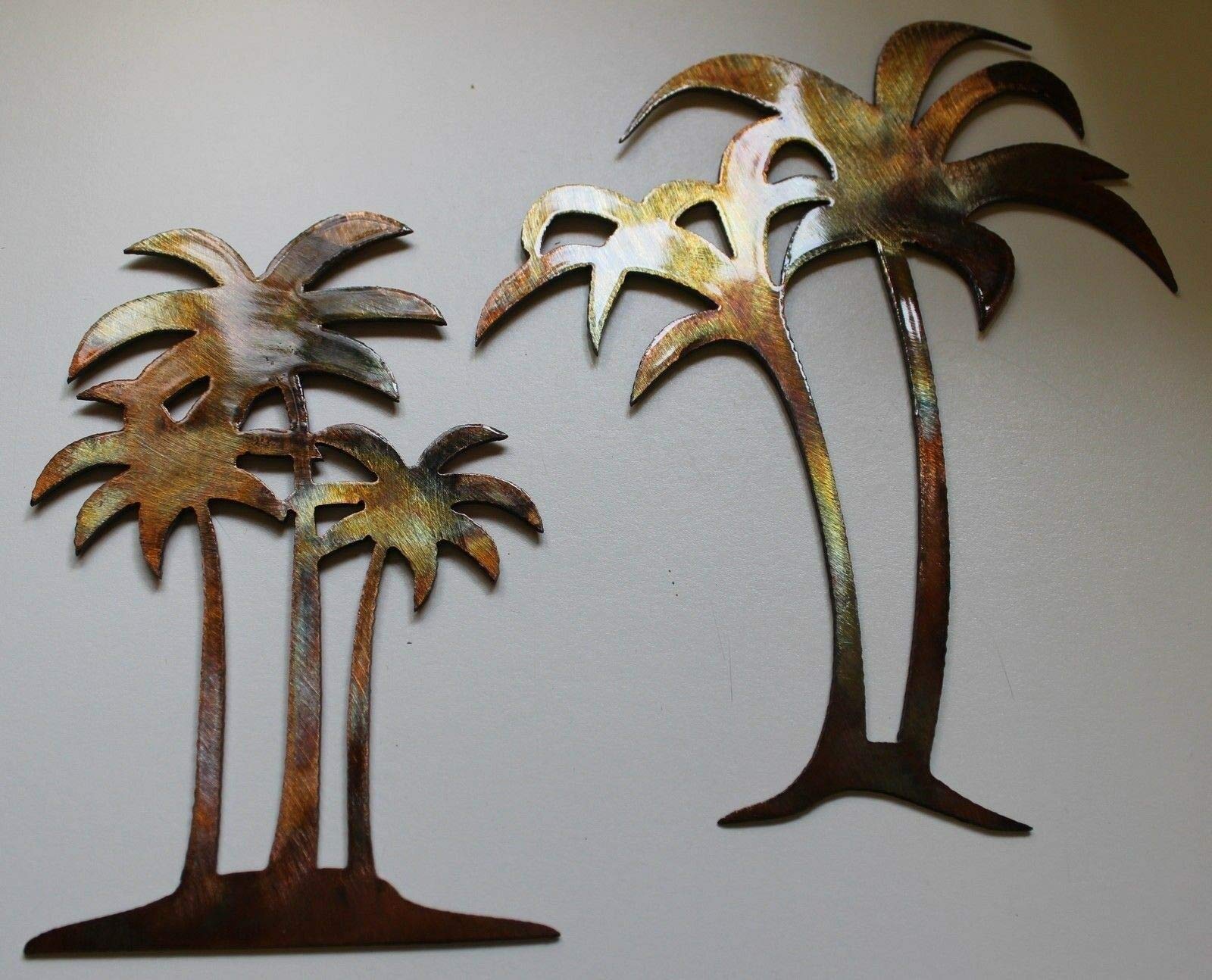 Palm Tree Metal Wall Art Set - Tropical Beach Decor for Living Room, Bedroom, or Office - Perfect Coastal Home Accent