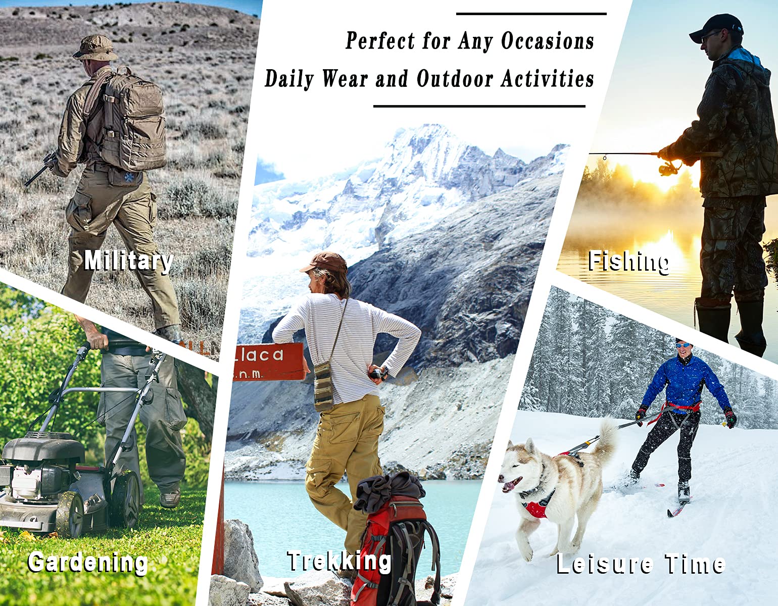 AKARMY Men's Fleece Lined Hiking Pants - Waterproof Outdoor Cargo Pants for Hiking, Skiing & Work with 8 Pockets - Warm Winter Work Pants for Camping, Climbing & Outdoor Adventures