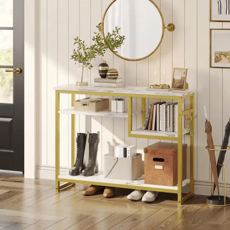 Bestier Multi-Functional Hallway Table - Entryway Console Sofa Table with Storage Shelf, Modern Narrow Bench for Small Spaces | Perfect for Living Room, Bedroom, or Apartment Entryway Décor