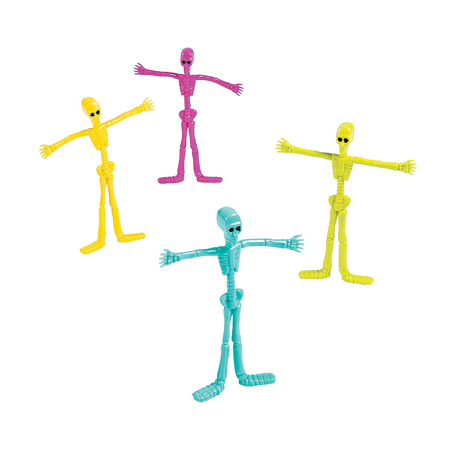 Spookadelic Neon Skeleton Bendable Figures - 24pc Halloween Party Decorations & Character Toys for Kids - Perfect for Trick-or-Treating, Classroom Activities & Spooky Home Decor