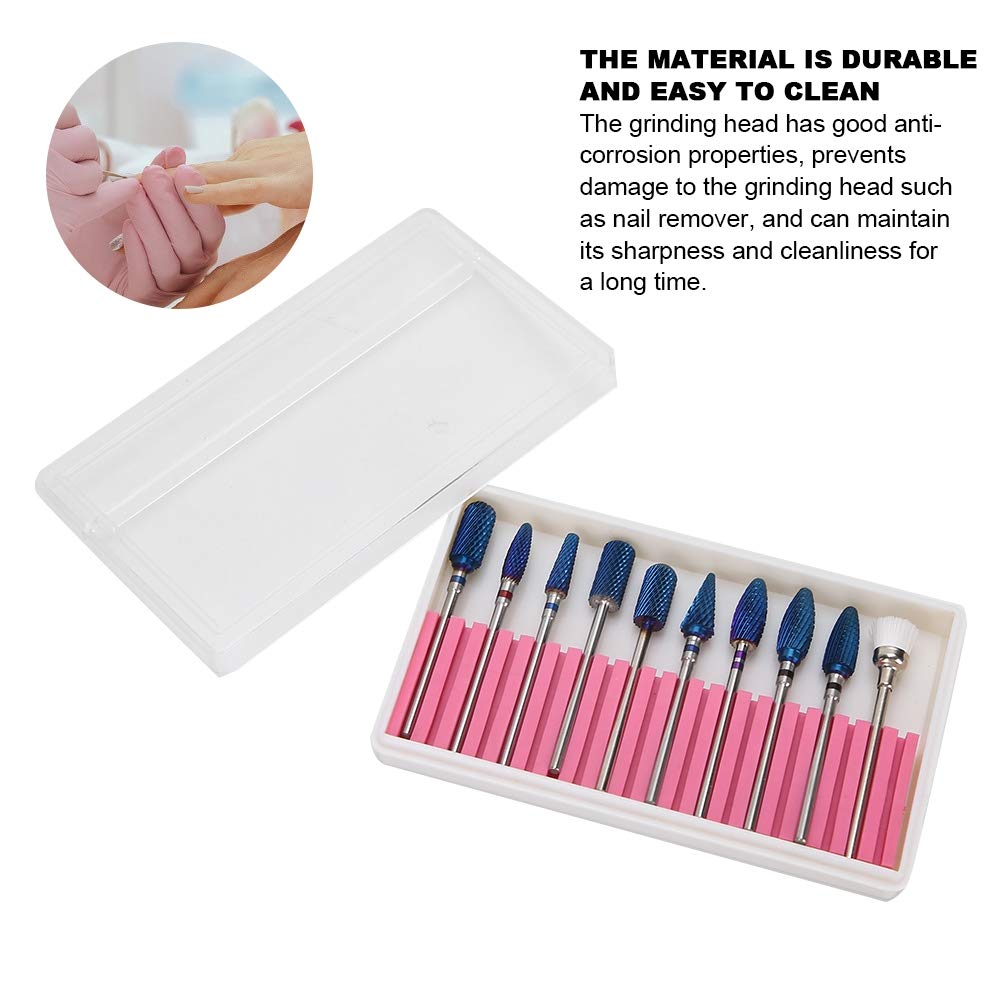 10Pcs Professional Nail Drill Bit Set for Manicure - Diamond Grinding Heads for Nail Art, Acrylic & Gel Polish - Perfect for Home Salon & Professional Nail Technicians (Use for Filing, Shaping & Smoothing Nails)