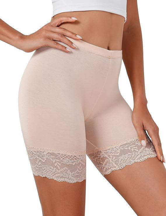 NICSY Women's Seamless Shapewear Shorts - Mid Thigh Boyshorts for Yoga, Cycling & Swim | Anti-Chafing Lace Underskirt for Dresses & Sports | Pack of 1 (Skin XS) | Perfect for Workouts, Beach Days & Everyday Comfort