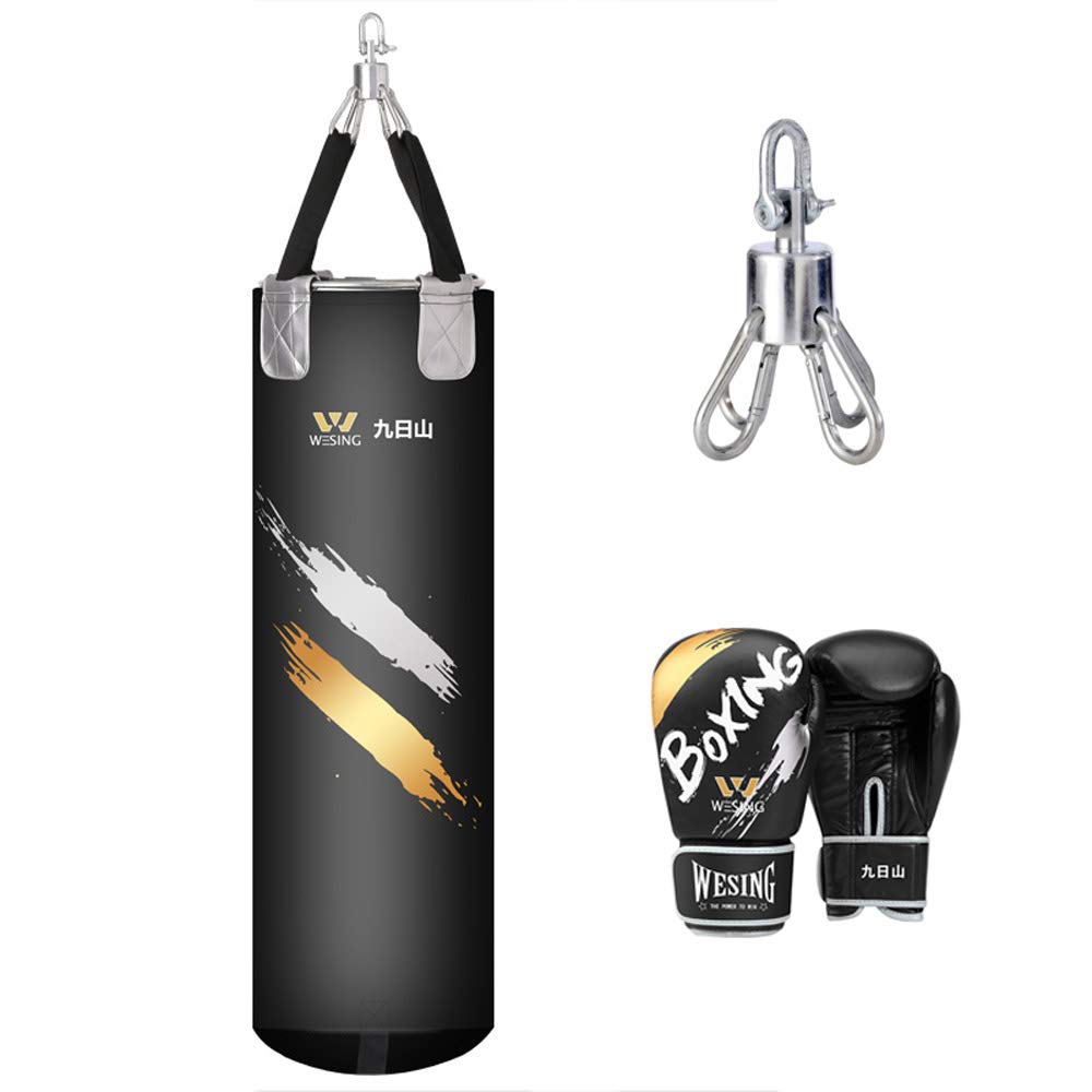 WESING Heavy Duty Unfilled Boxing Punching Bag Set for MMA, Kickboxing & Muay Thai Training - Black | Perfect for Home Gym, Martial Arts Practice & Combat Sports Workouts