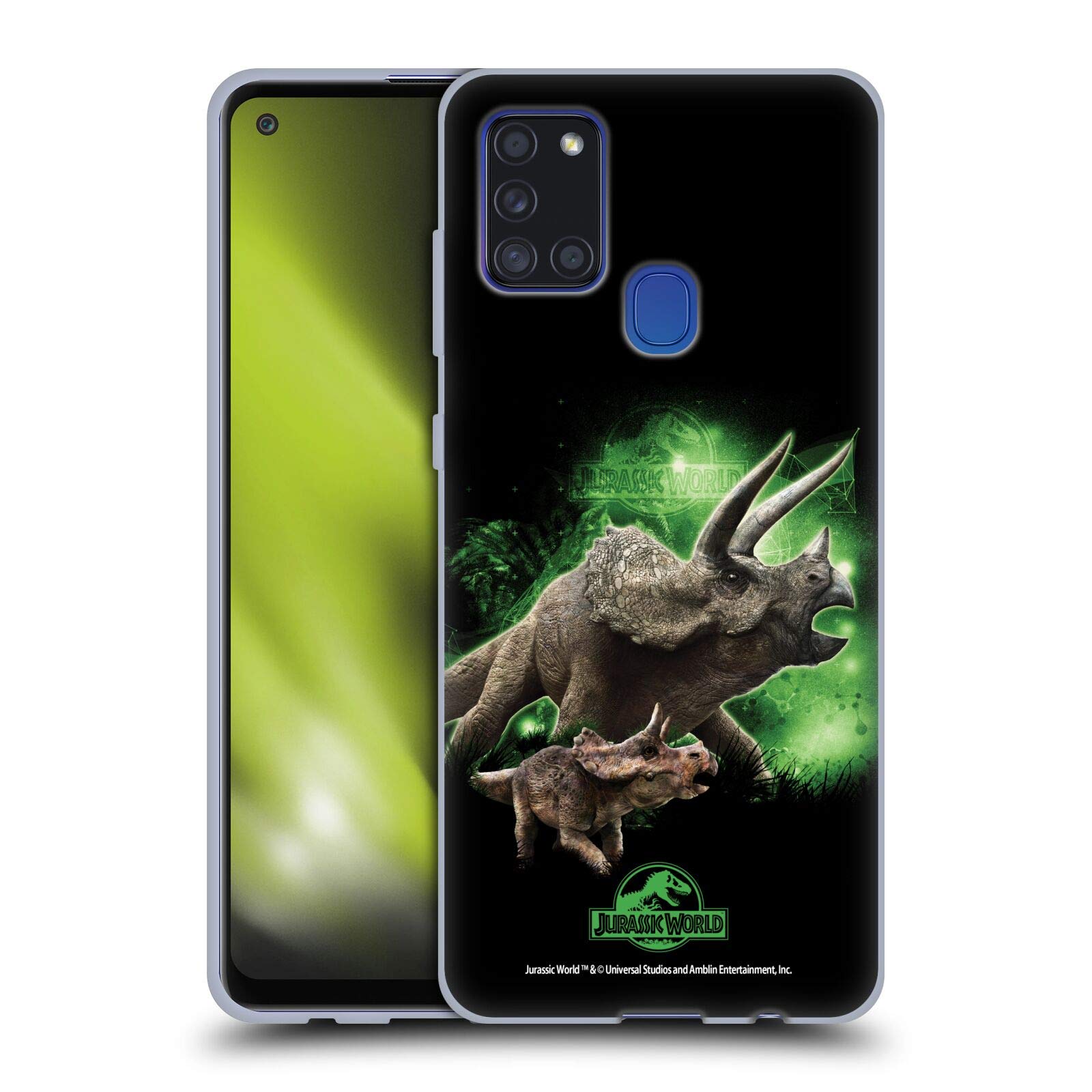 Jurassic World Triceratops Key Art Soft Gel Case for Samsung Galaxy A21s (2020) - Officially Licensed by Head Case Designs, Perfect for Daily Use and Gift Giving