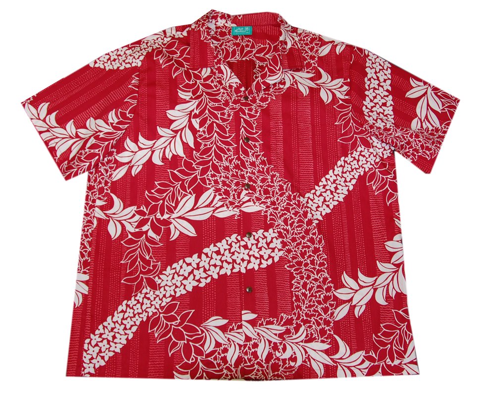 Hawaiian Cotton Aloha Shirt for Men - Red Floral Print, Breathable & Comfortable, Size Large - Perfect for Luau Parties, Beach Vacations & Summer Events