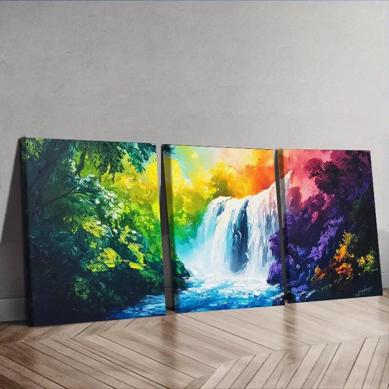 3-Piece Waterfall in the Forest Nature Wall Art Set - Framed Canvas 40x60cm (16x24in) - High Quality Print - 100% Australian Made - Ready to Hang - Perfect for Living Room, Bedroom & Office Decor