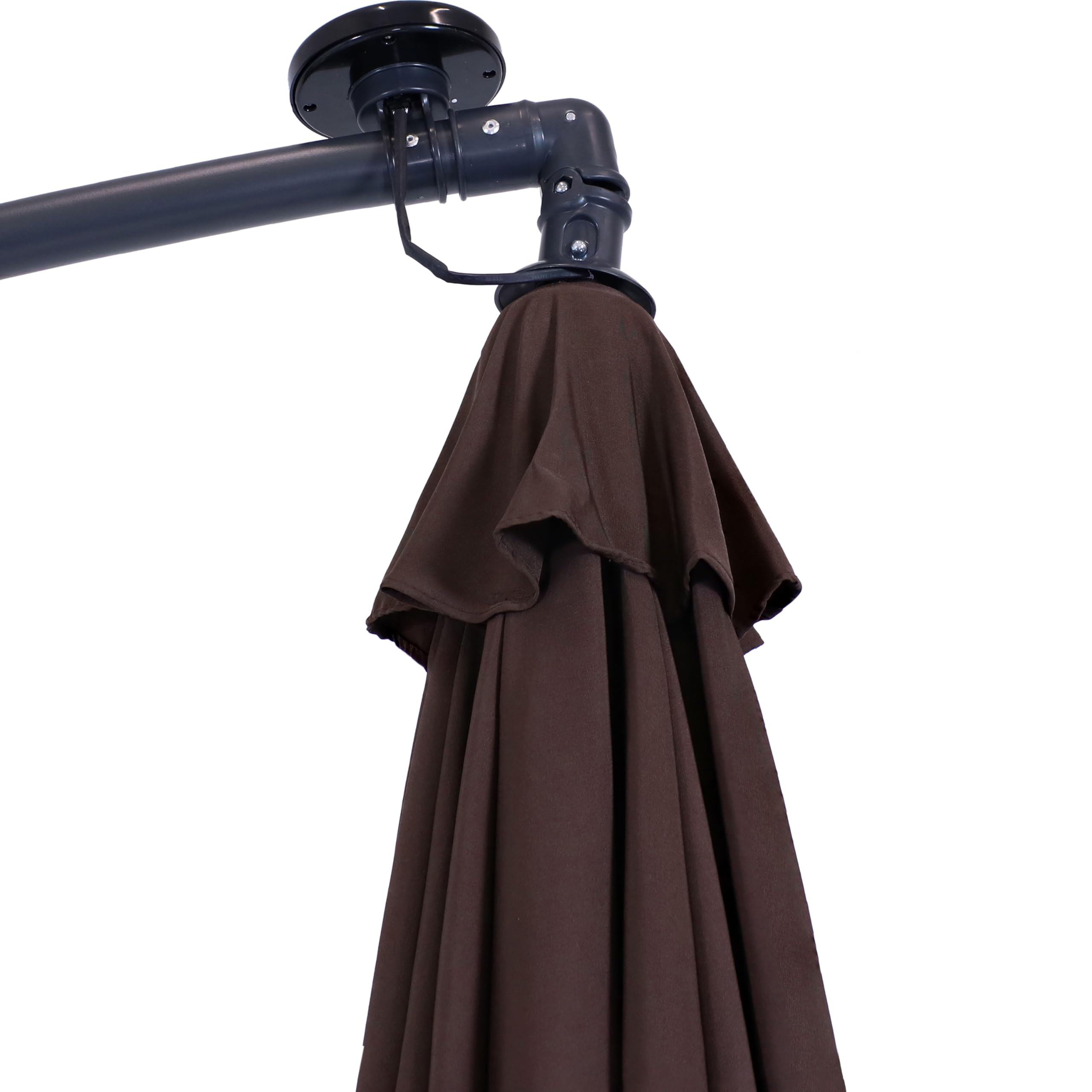 Sunnydaze 10-Foot Offset Cantilever Solar Patio Umbrella with LED Lights, Easy Crank & Sturdy Cross Base - Perfect for Poolside, Backyard, Deck, and Outdoor Dining Areas