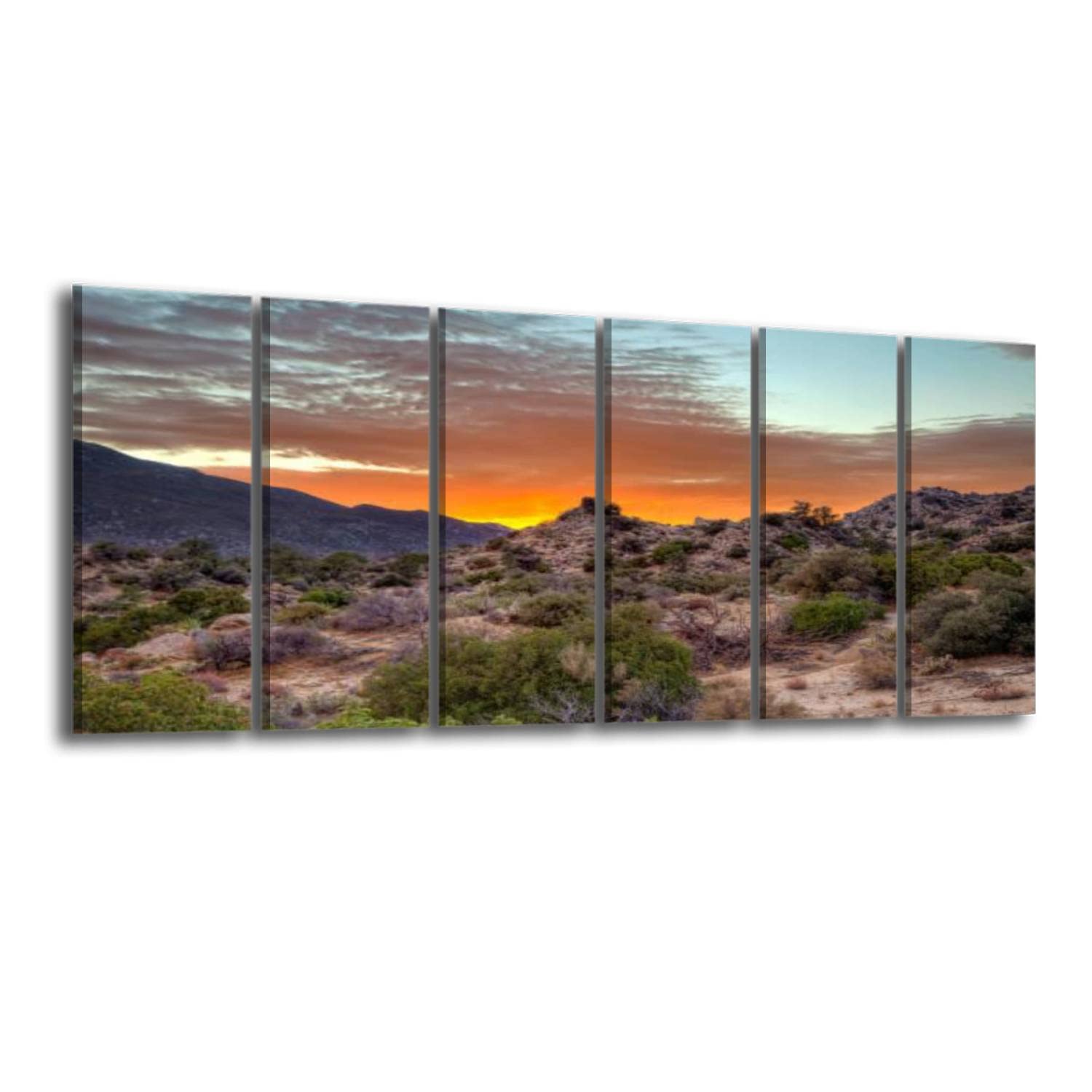 Majestic Sunset at San Jacinto Mountains Palm Springs California - 6 Panel Canvas Wall Art Prints, Framed Modern Painting, Large Size Ready to Hang Home Decor for Living Room, Bedroom & Office - Perfect for Modern Interior Design & Wall Decoration