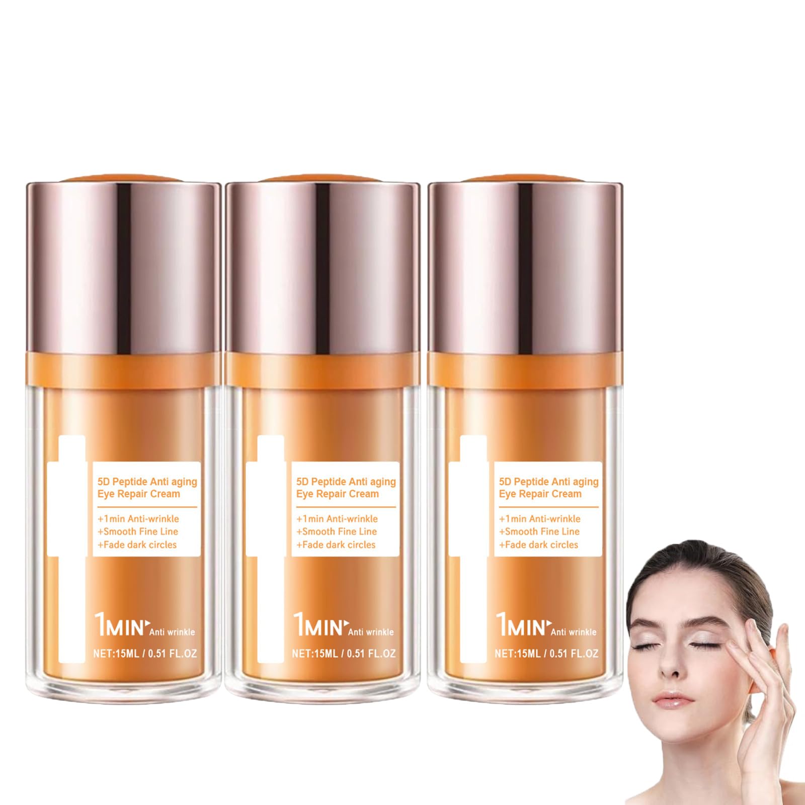 5D Peptide Anti-Wrinkle & Anti-Aging Eye Cream - Firming Treatment for Eye Bags & Dark Circles - Hydrating Under Eye Care Gel - Daily Wrinkle Reduction & Lifting Solution (3 Pack) - Perfect for Night Routine & Travel Skincare